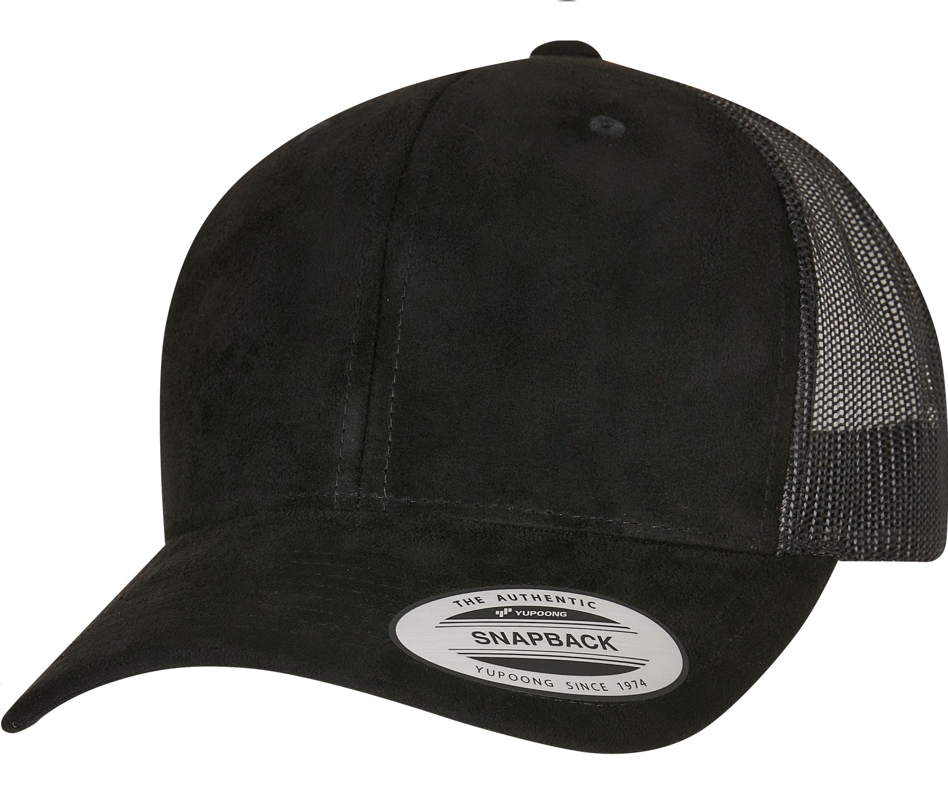 Casquette Style Trucker Aspect Daim - Black