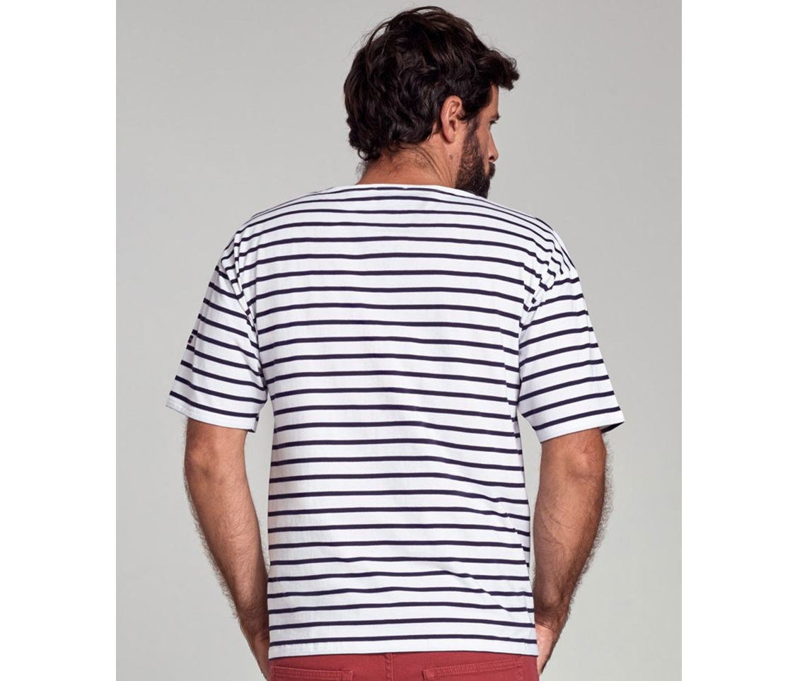 Tee-Shirt à Rayures - Blanc / Navire
