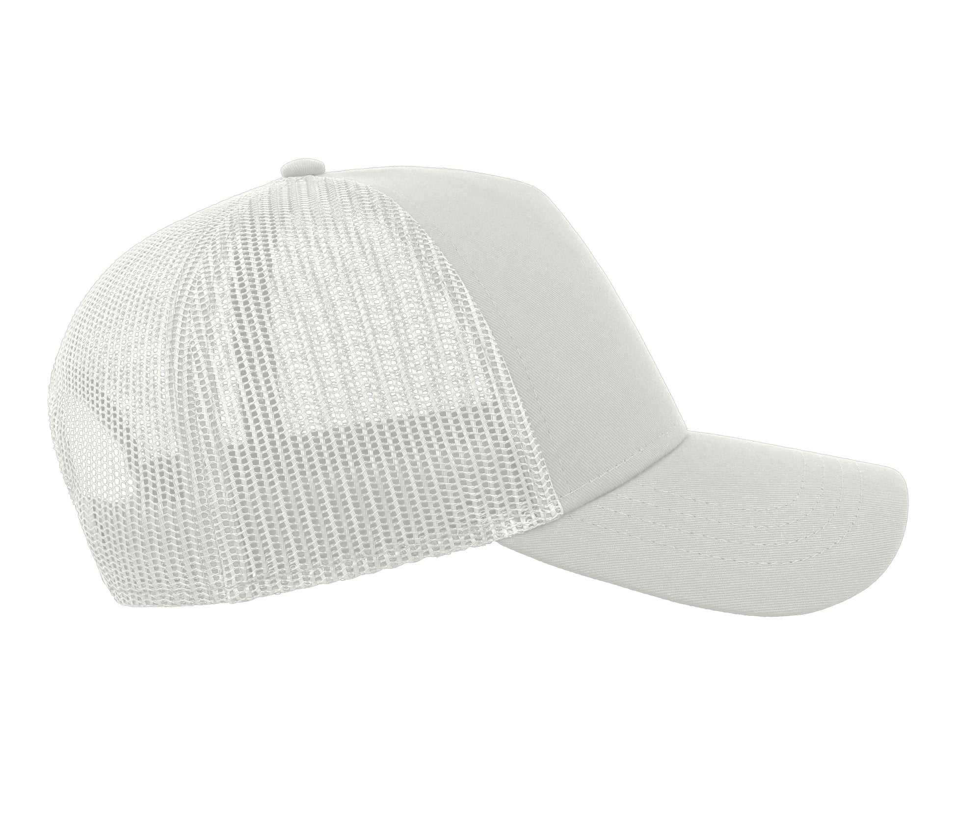Casquette 5 Pans Style Trucker en Coton - White/white