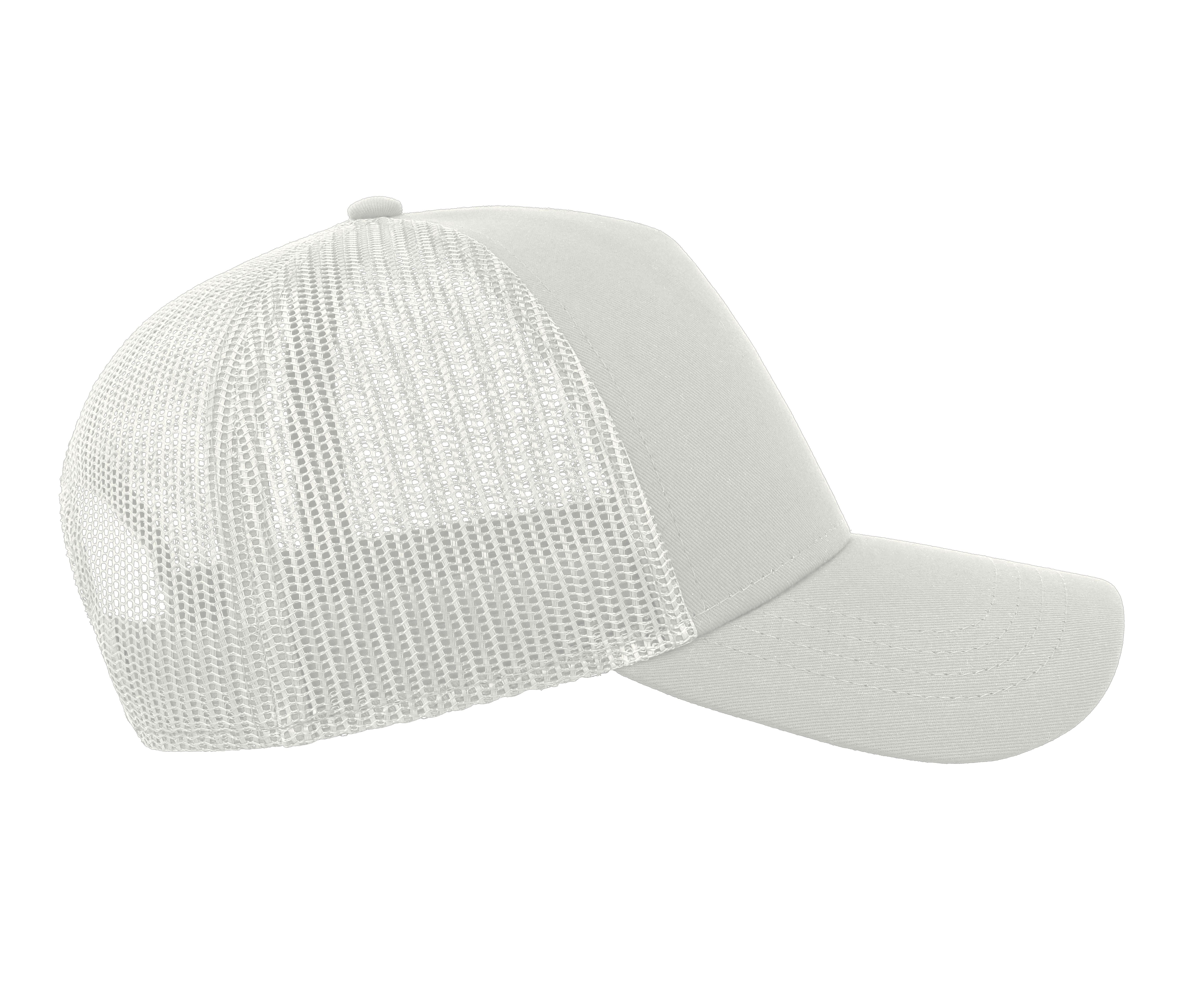 Casquette 5 Pans Style Trucker en Coton - White/white