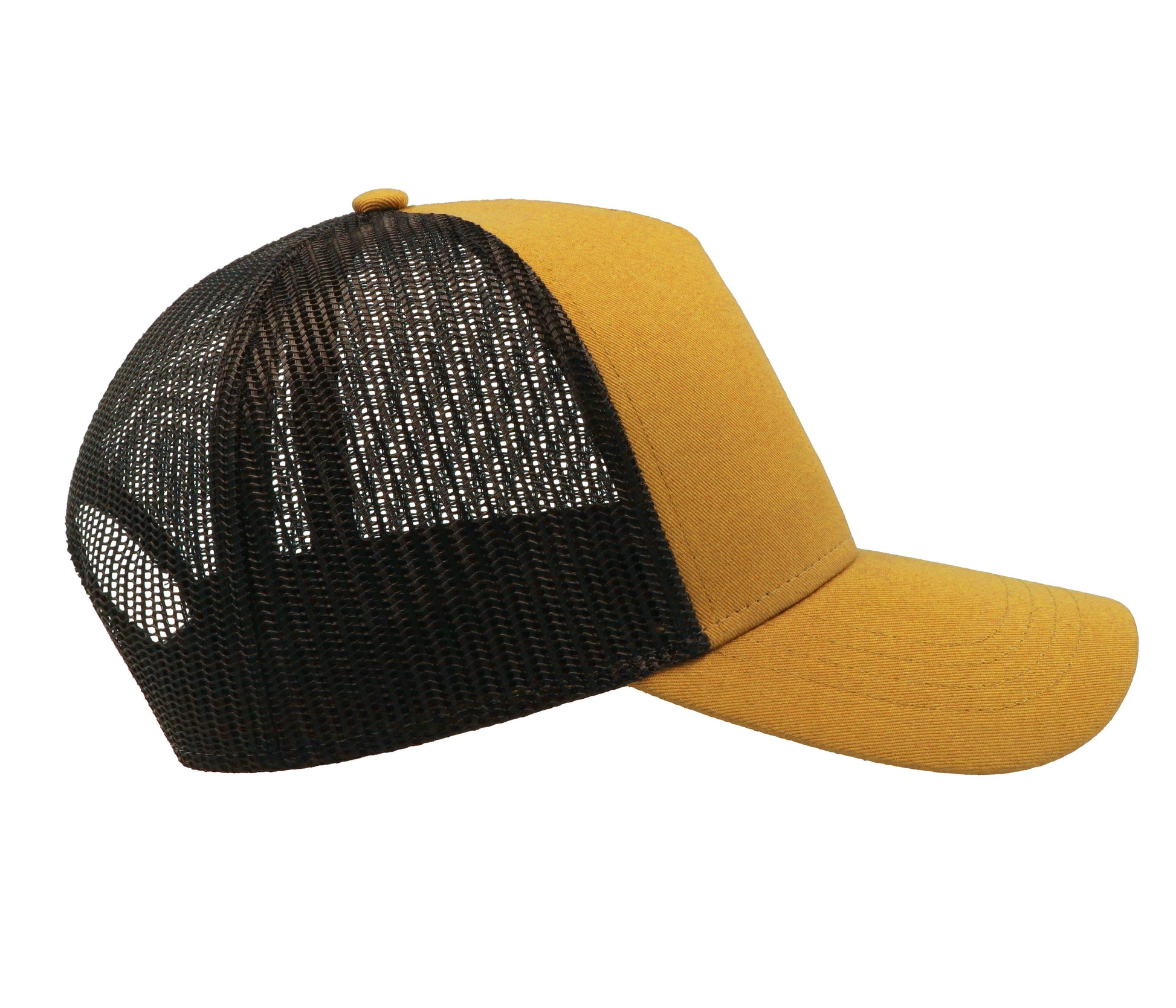 Casquette 5 Pans Style Trucker en Coton - Mustard/black