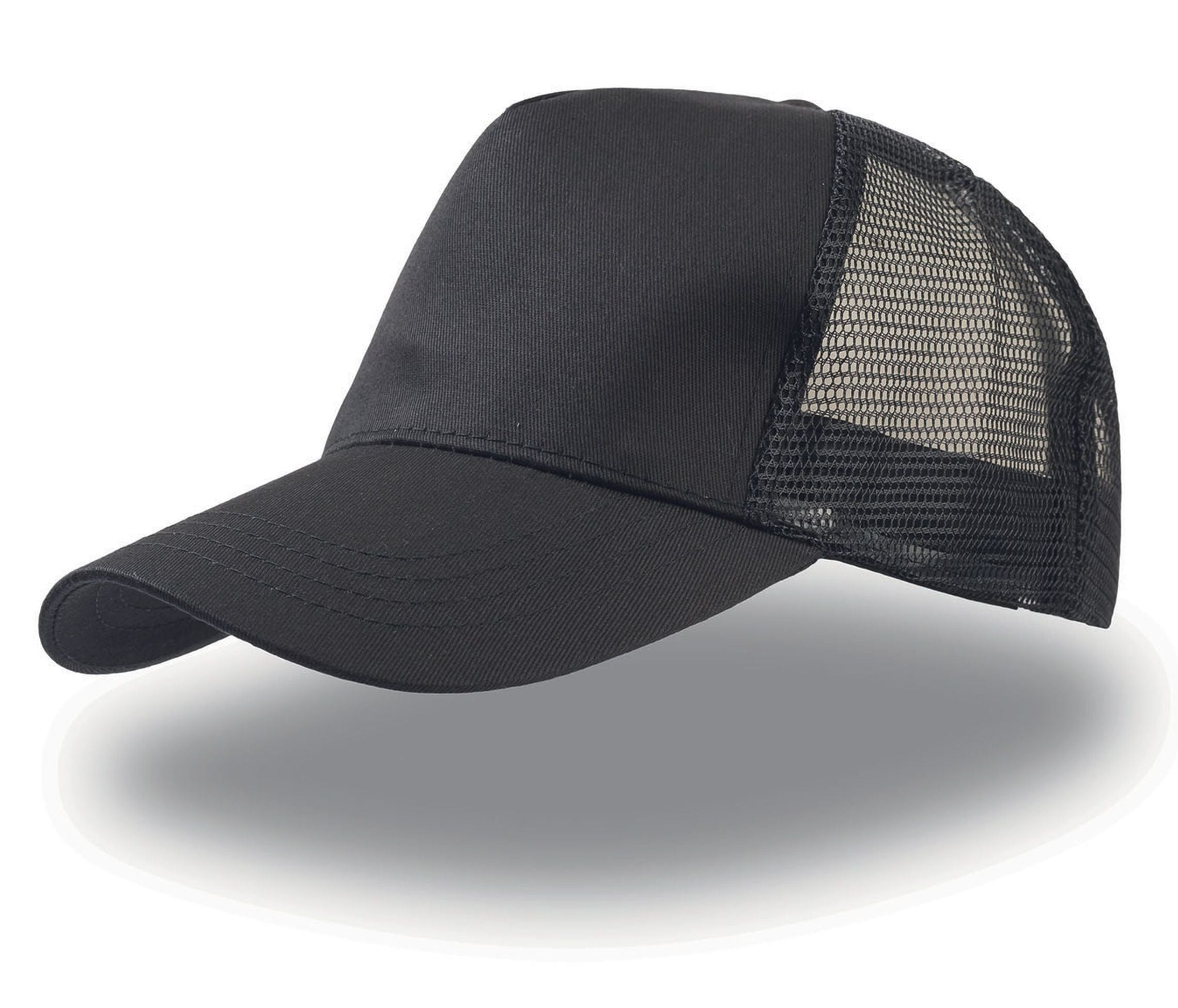 Casquette 5 Pans Style Trucker en Coton - Black/black