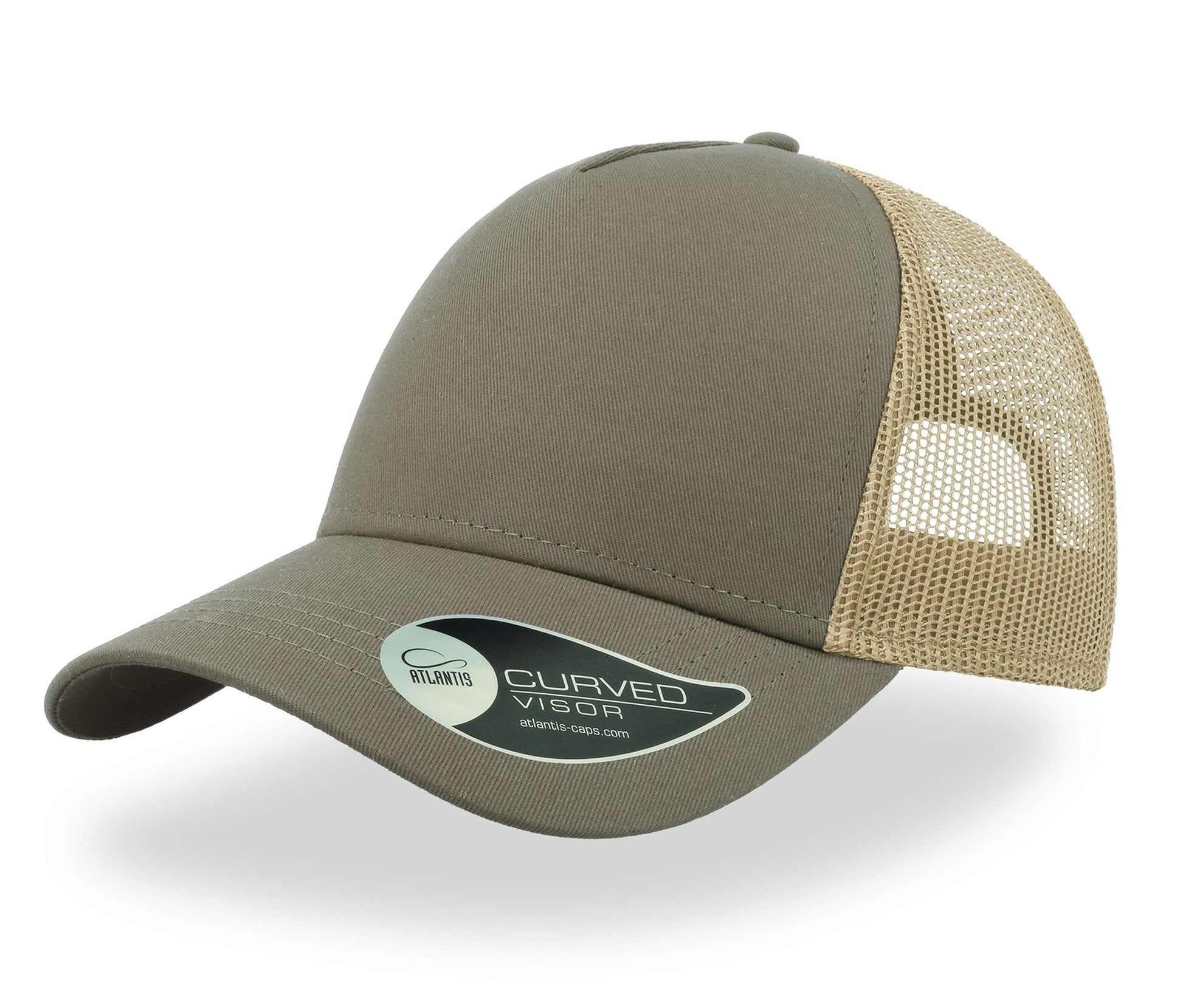 Casquette 5 Pans Style Trucker en Coton - Khaki/stone