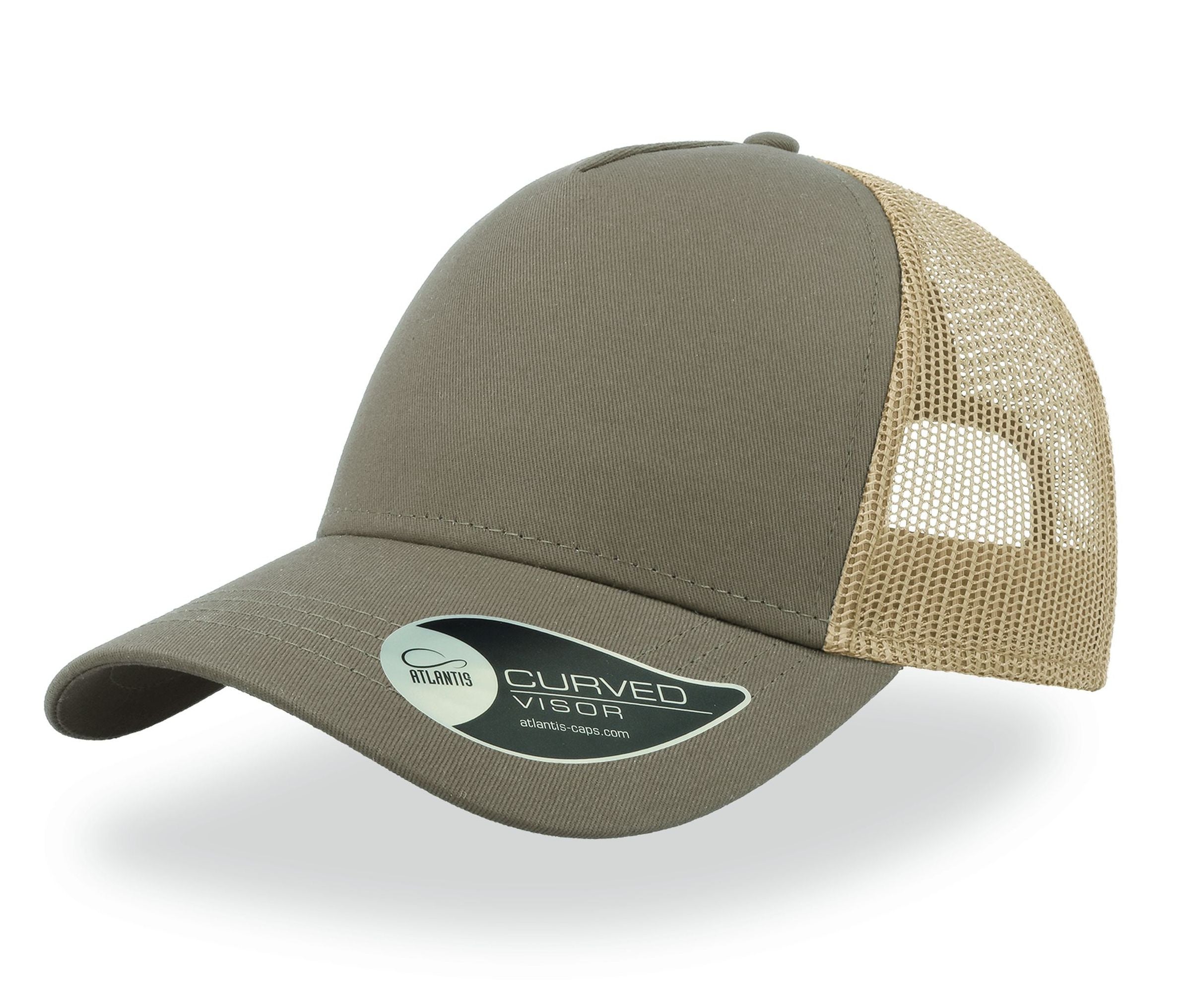 Casquette 5 Pans Style Trucker en Coton - Khaki/stone