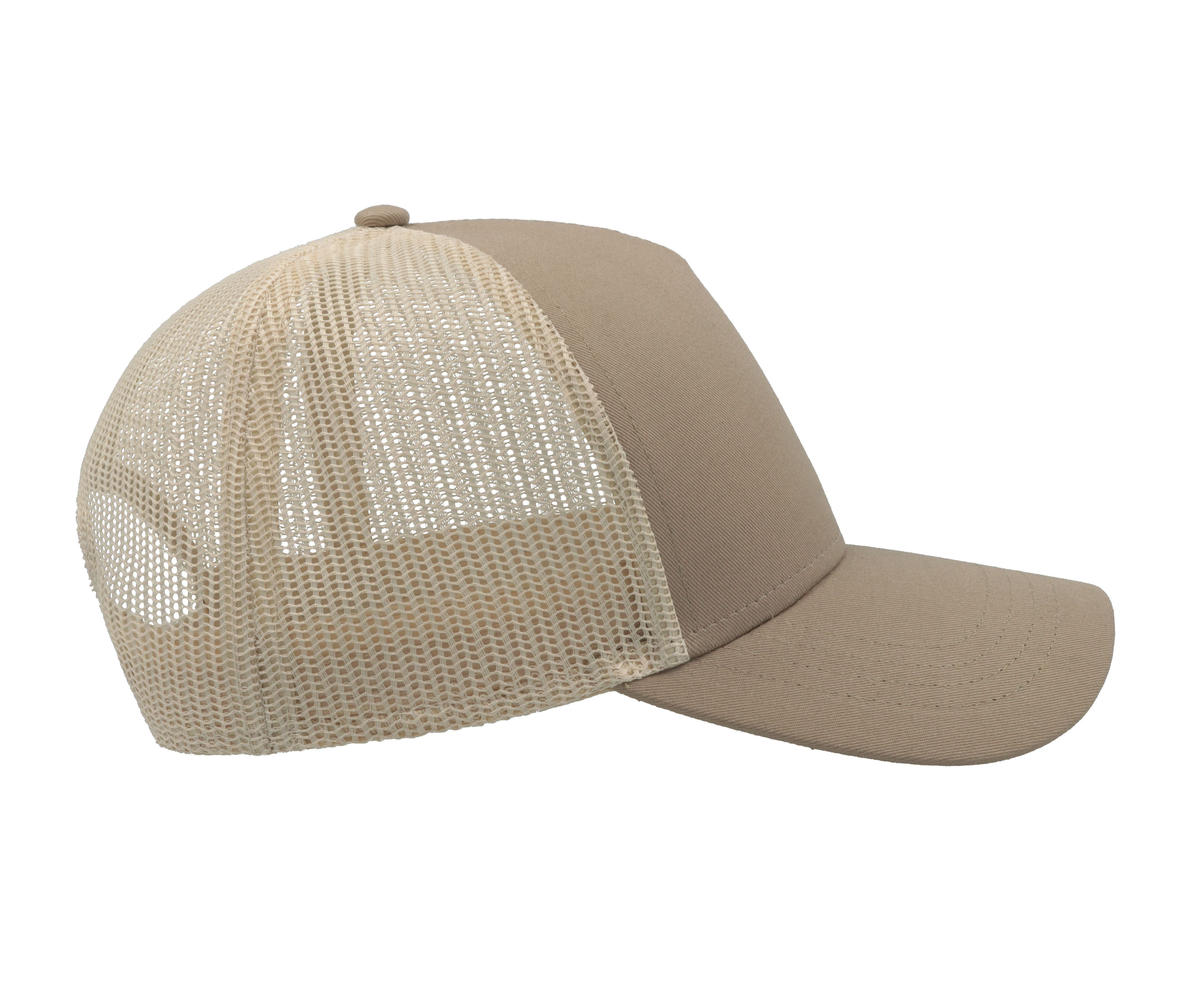 Casquette 5 Pans Style Trucker en Coton - Khaki/stone