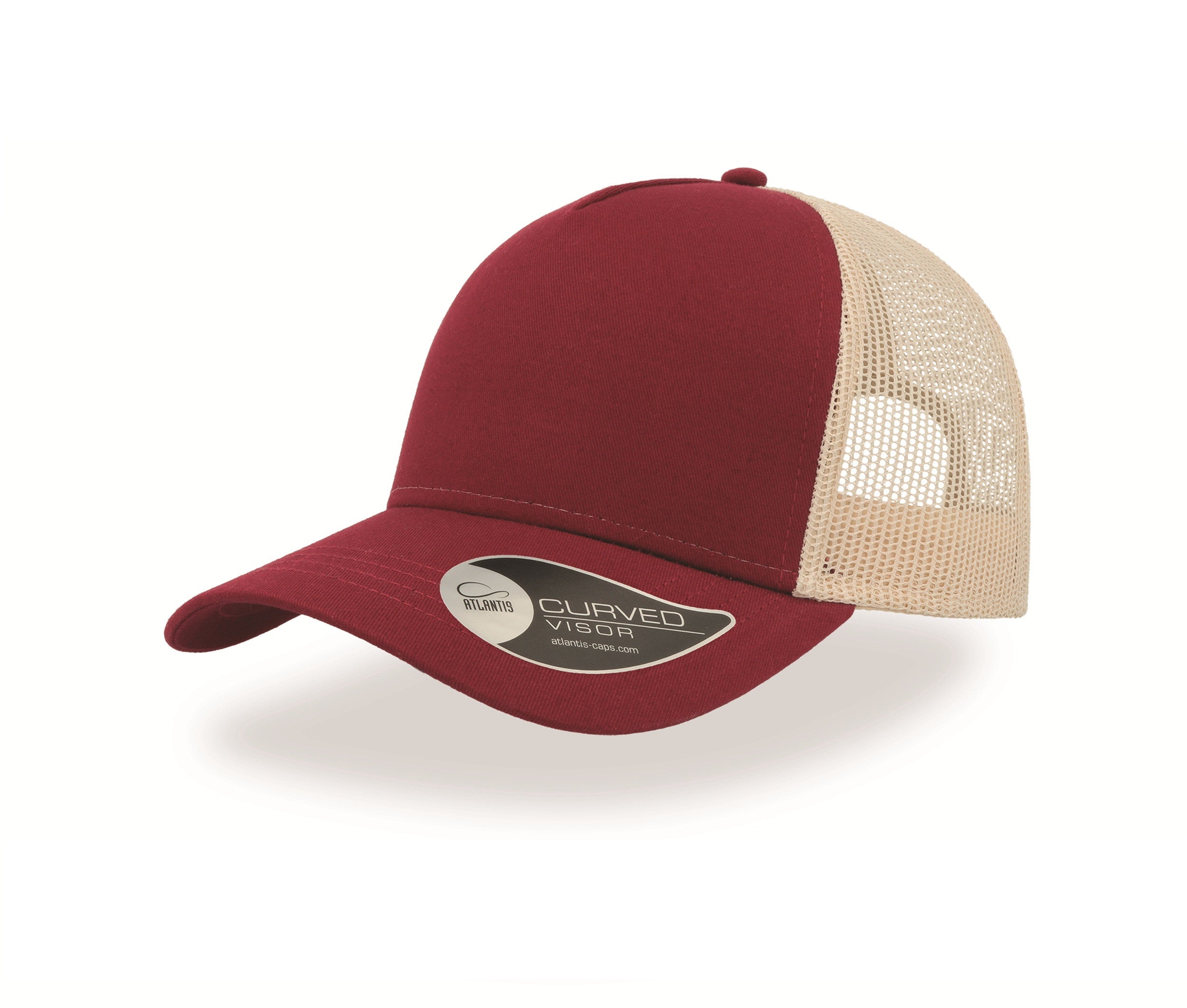 Casquette 5 Pans Style Trucker en Coton - Burgundy/stone