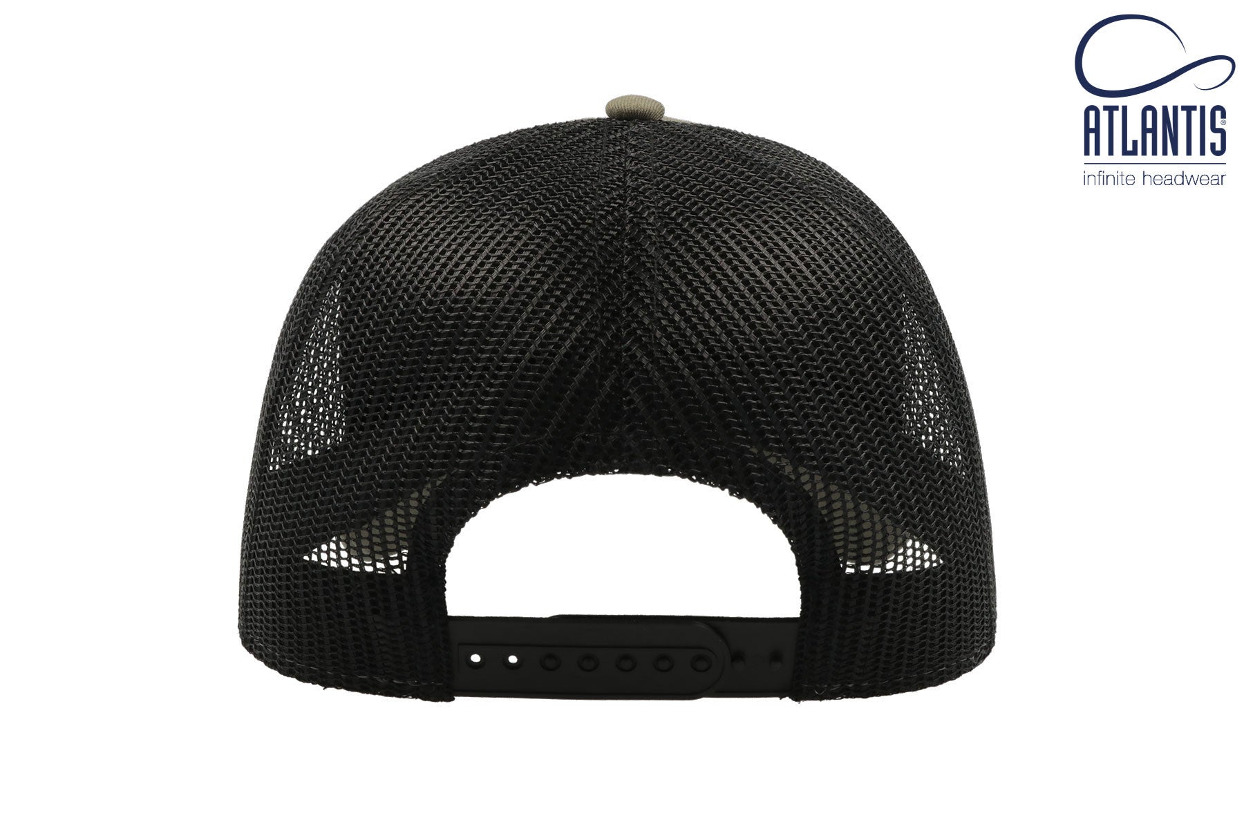 Casquette 5 Pans Style Trucker en Coton - Olive/black
