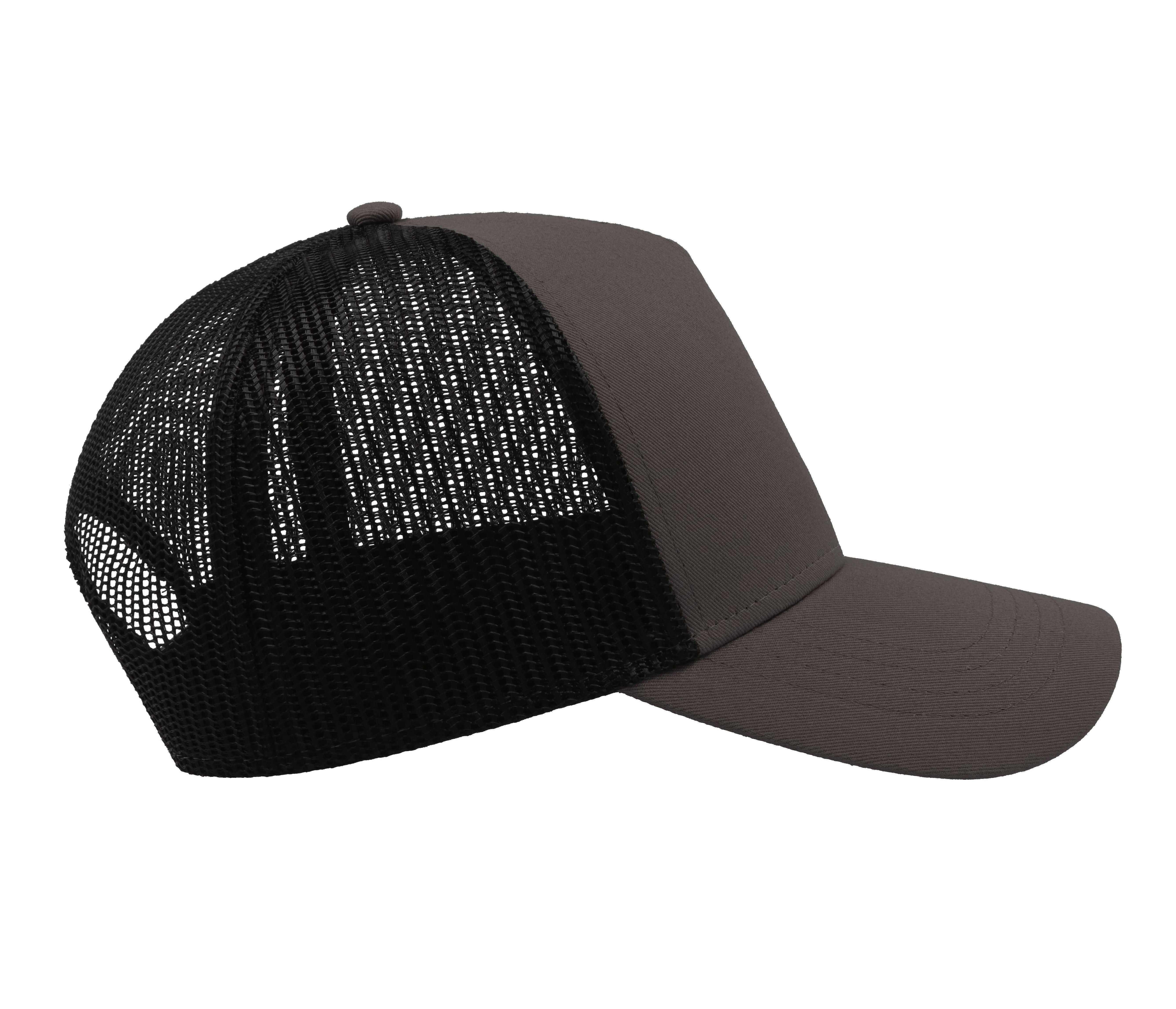 Casquette 5 Pans Style Trucker en Coton - Dark Grey/black