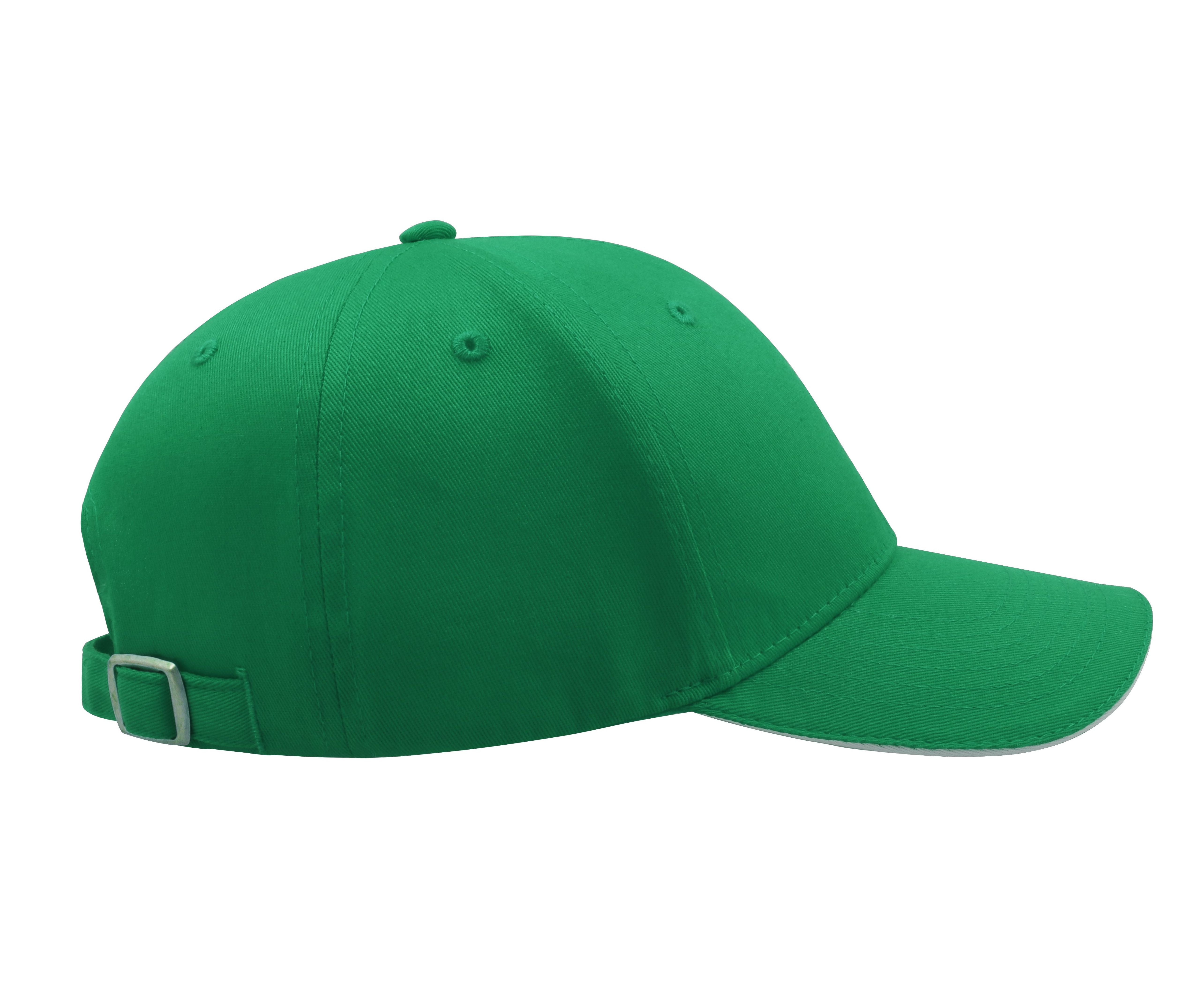 Casquette 6 Pans Visière Sandwich - Green/white