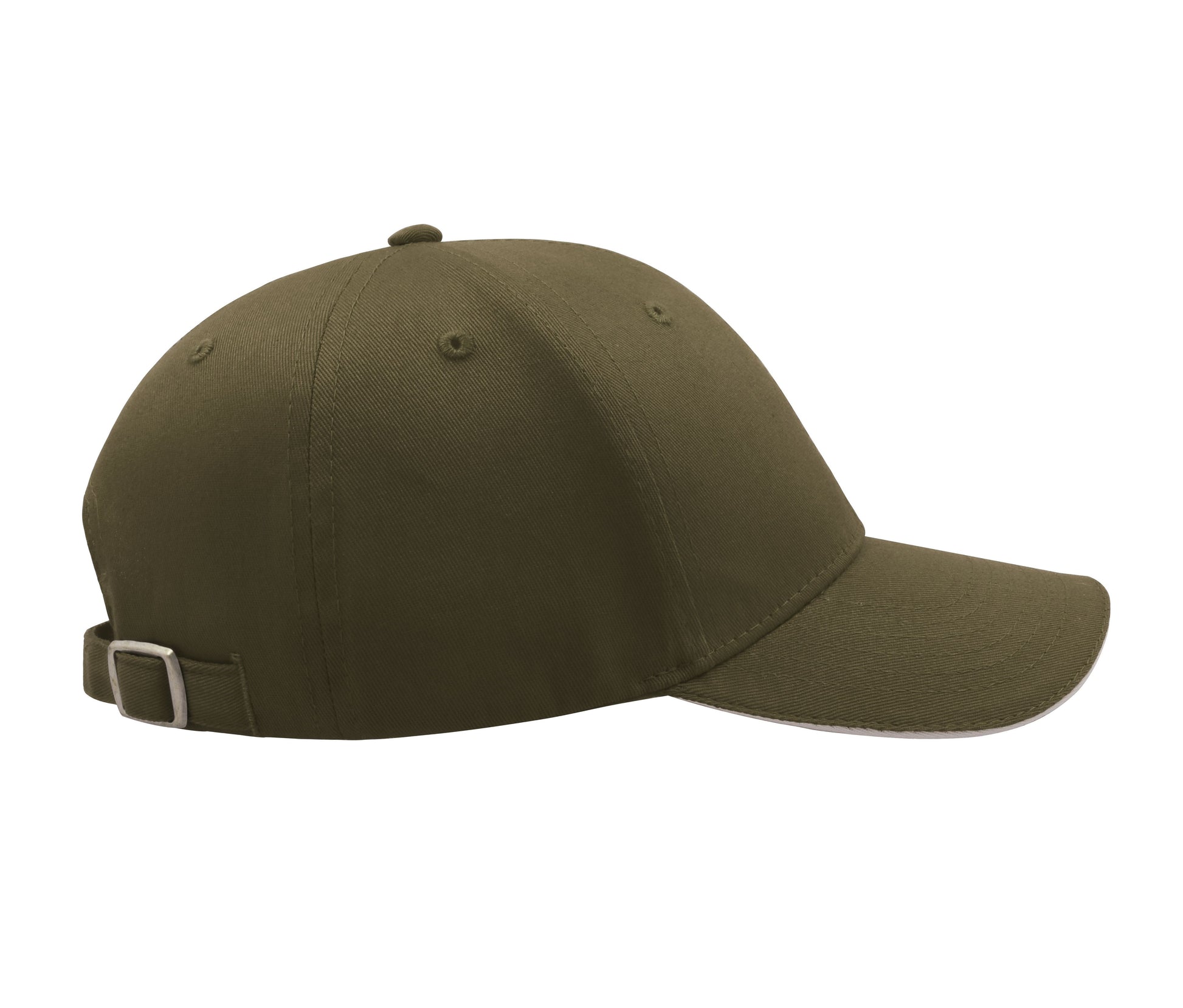 Casquette 6 Pans Visière Sandwich - Olive/white