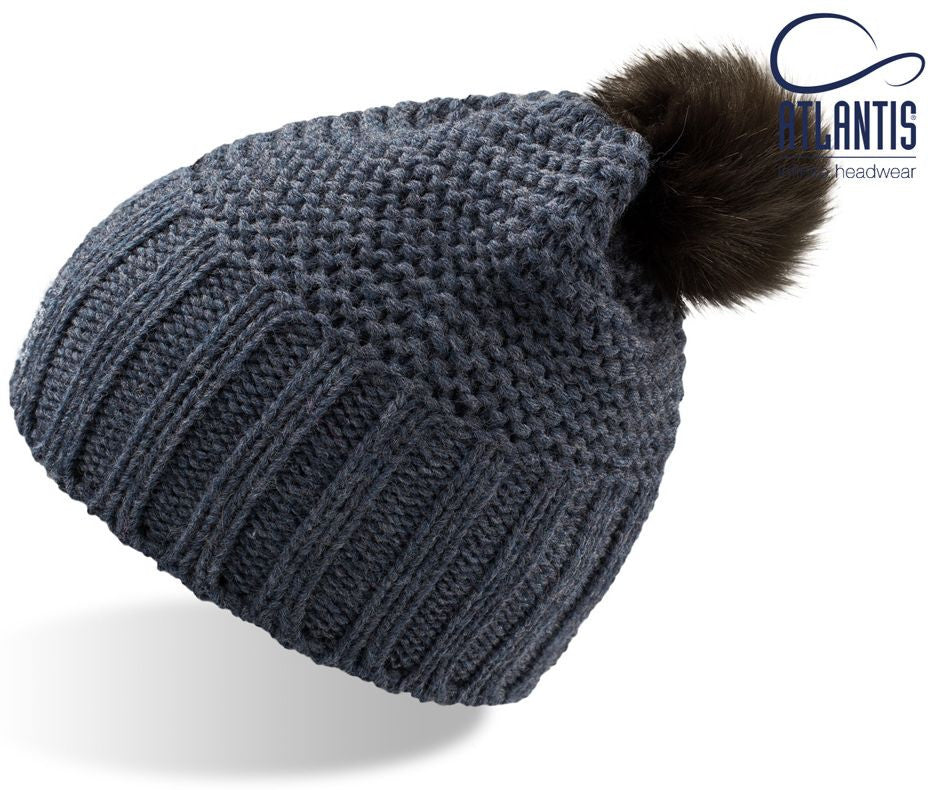 Bonnet Pompon Monte Bianco - Avio/brown