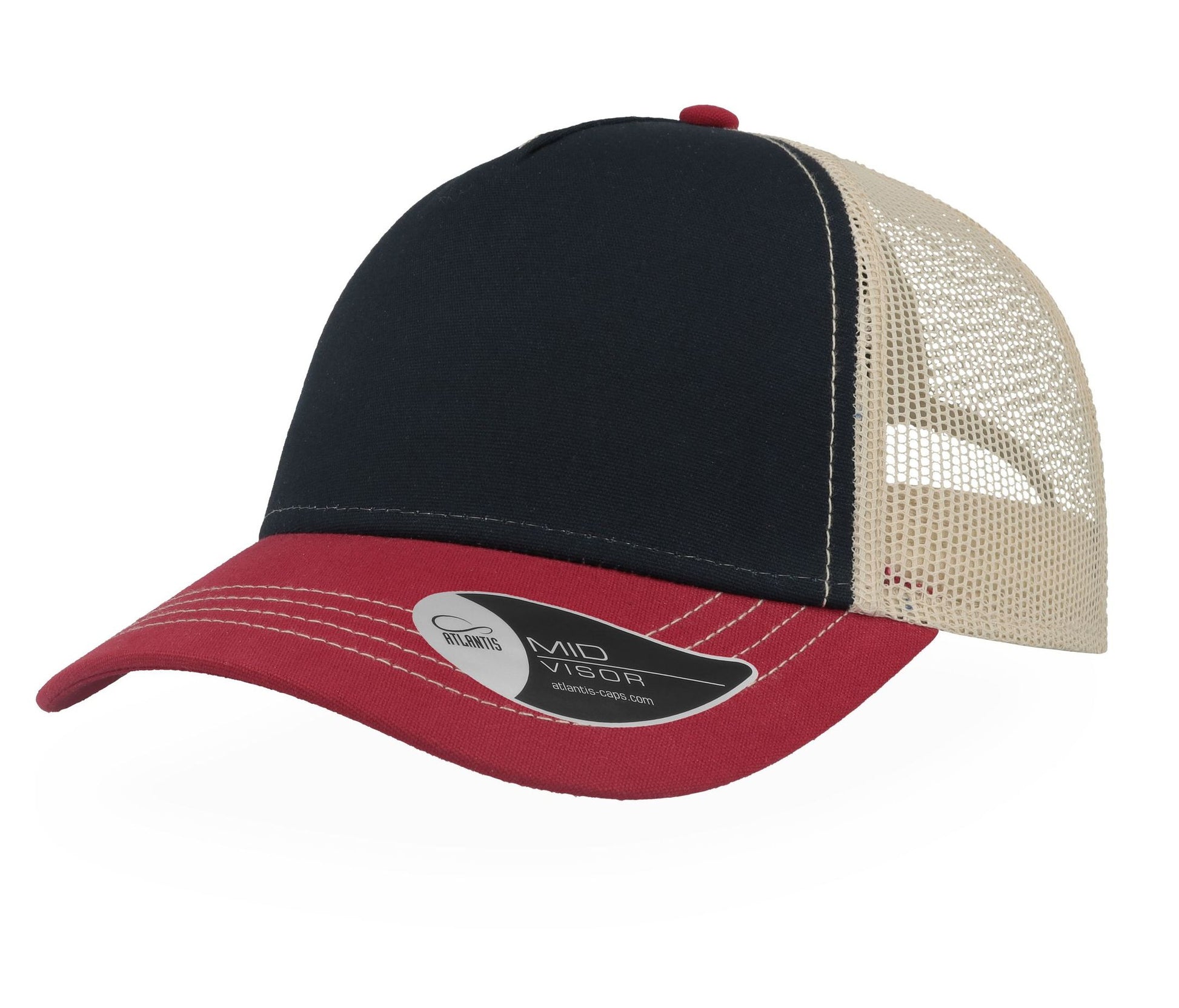 Casquette Rapper en Coton Canvas - Navy/burgundy/beige