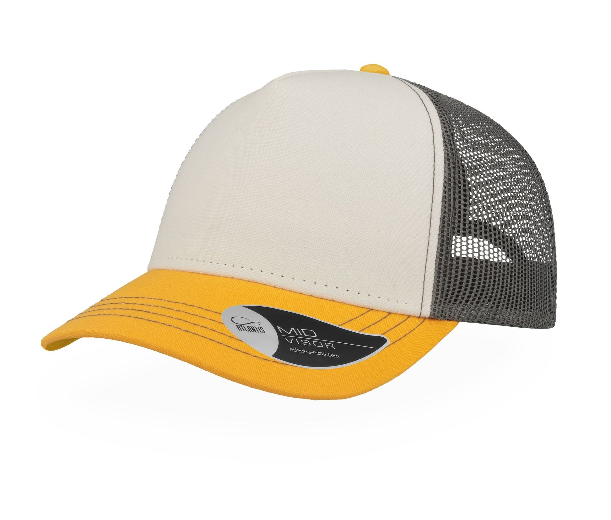 Casquette Rapper en Coton Canvas - White/yellow/dark Grey