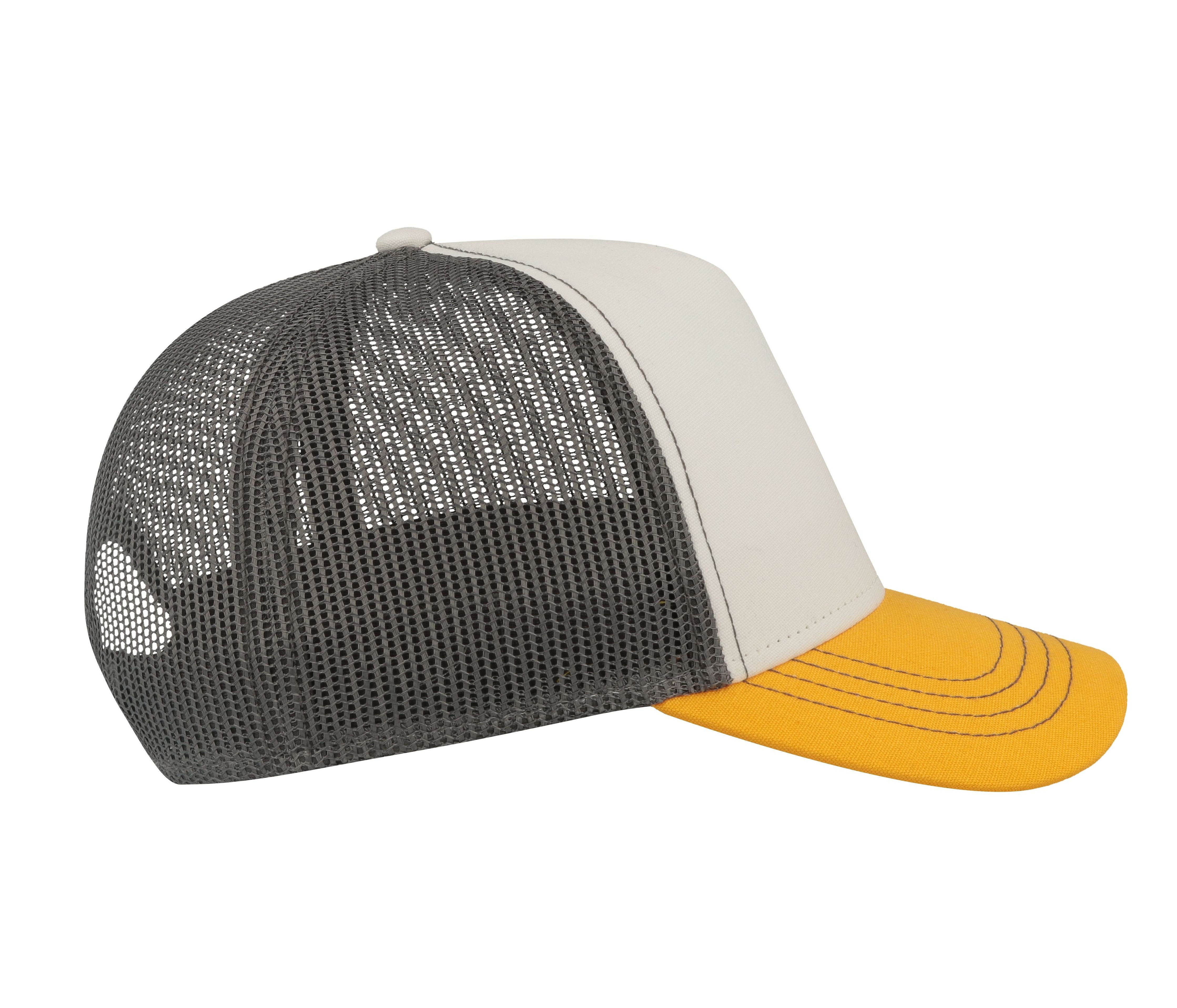 Casquette Rapper en Coton Canvas - White/yellow/dark Grey