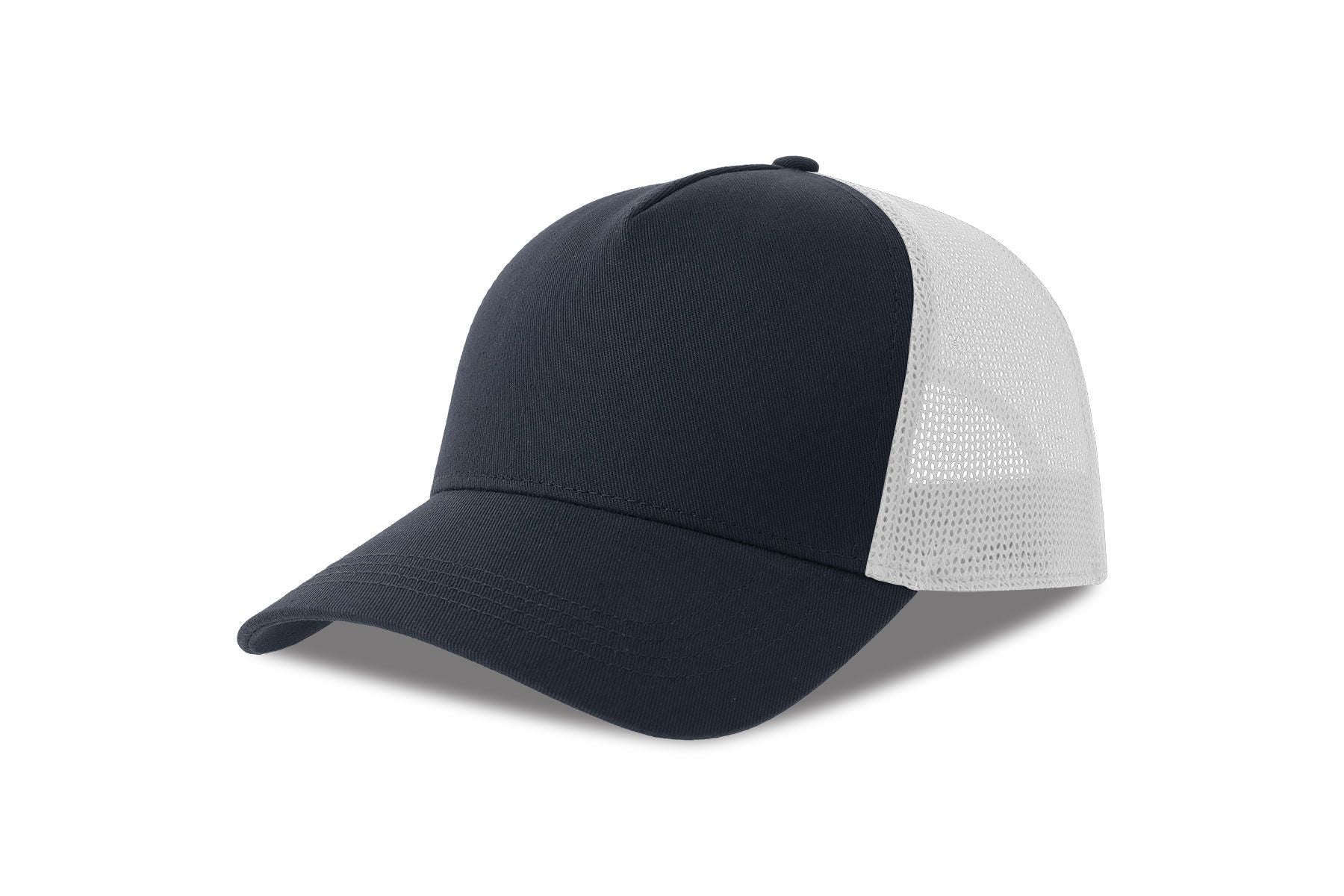 Casquette 5 Pans Style Trucker en Coton - White/navy
