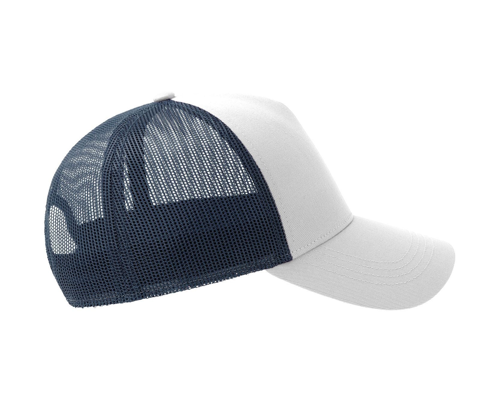 Casquette 5 Pans Style Trucker en Coton - White/navy