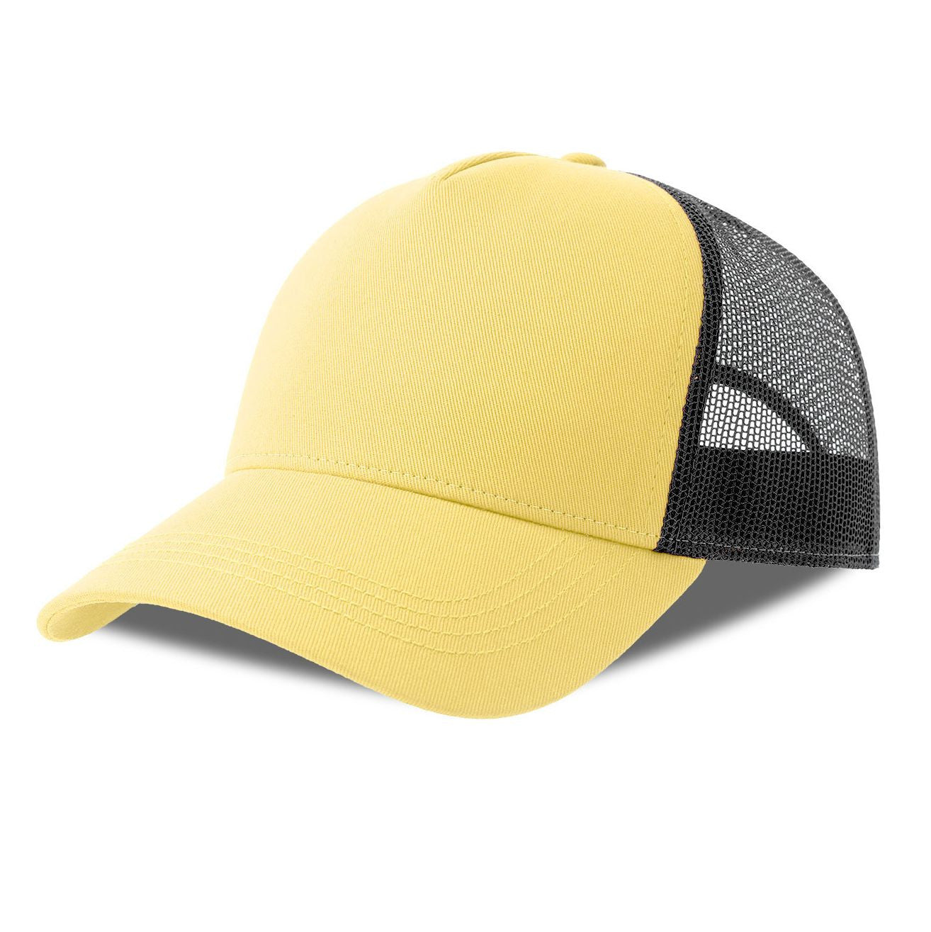 Casquette 5 Pans Style Trucker en Coton - Lemonade / Black