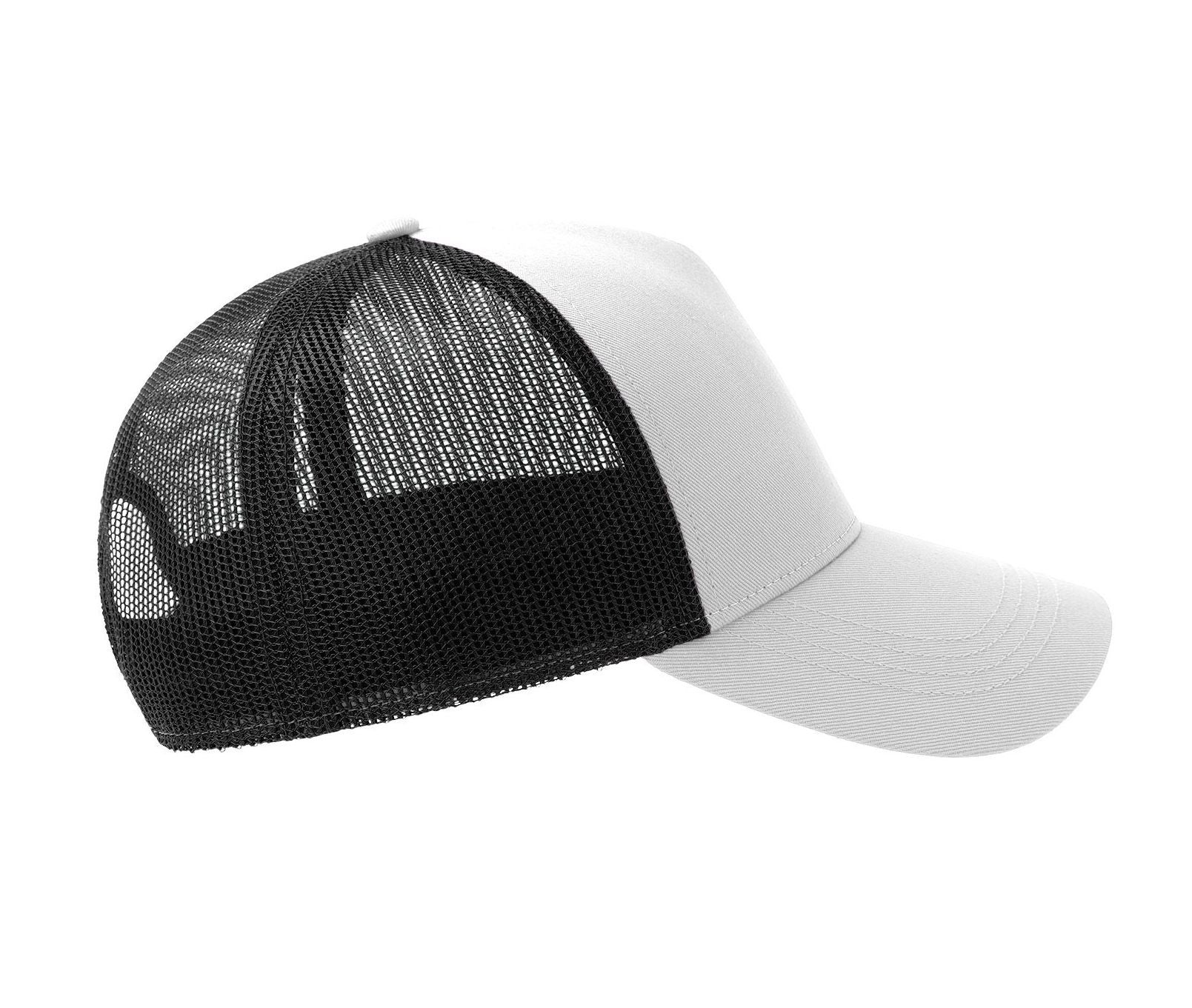Casquette 5 Pans Style Trucker en Coton - White/black