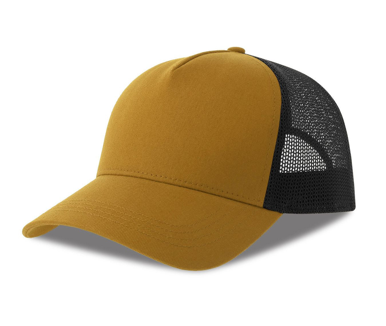 Casquette 5 Pans Style Trucker en Coton - Mustard/black
