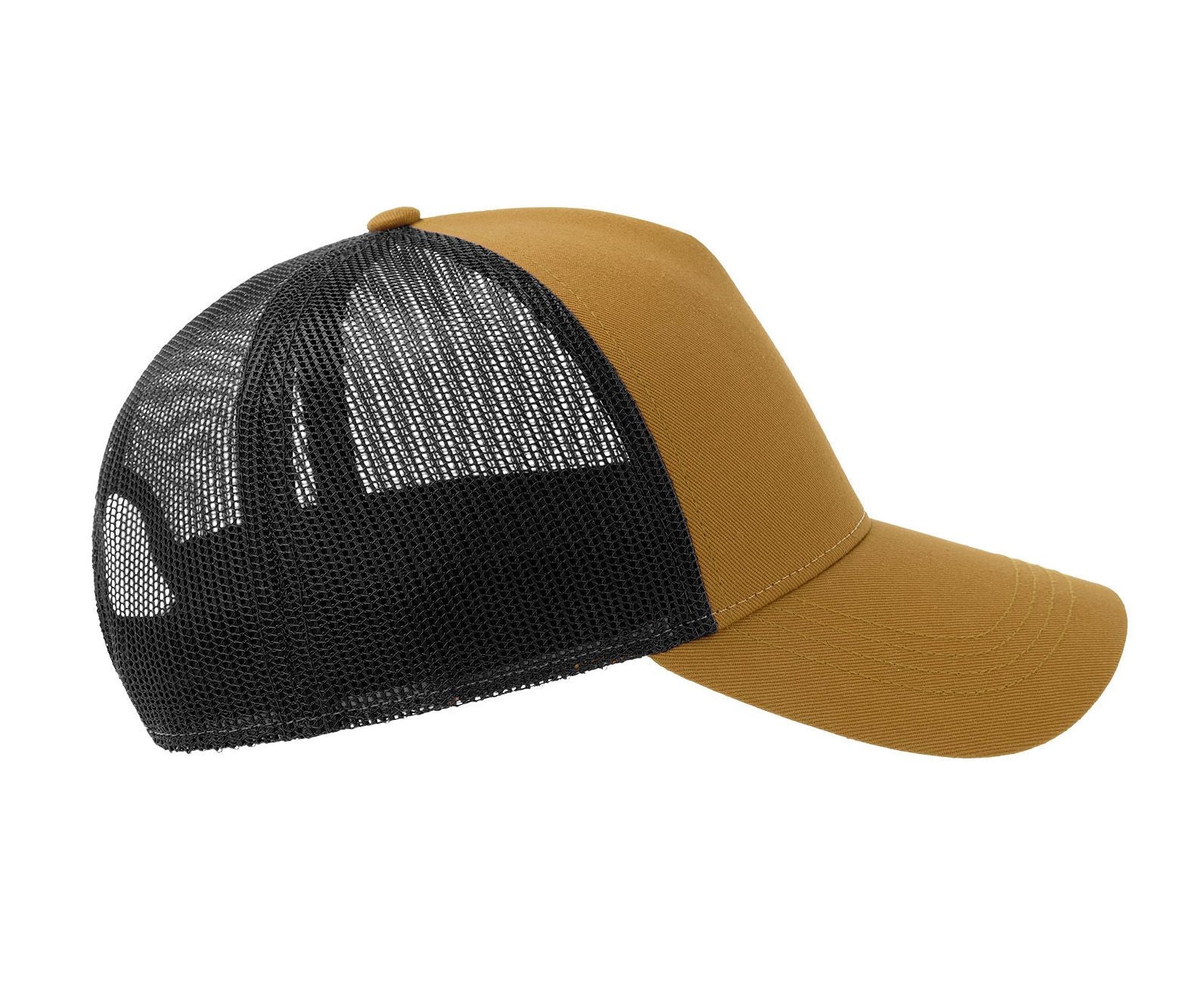 Casquette 5 Pans Style Trucker en Coton - Mustard/black