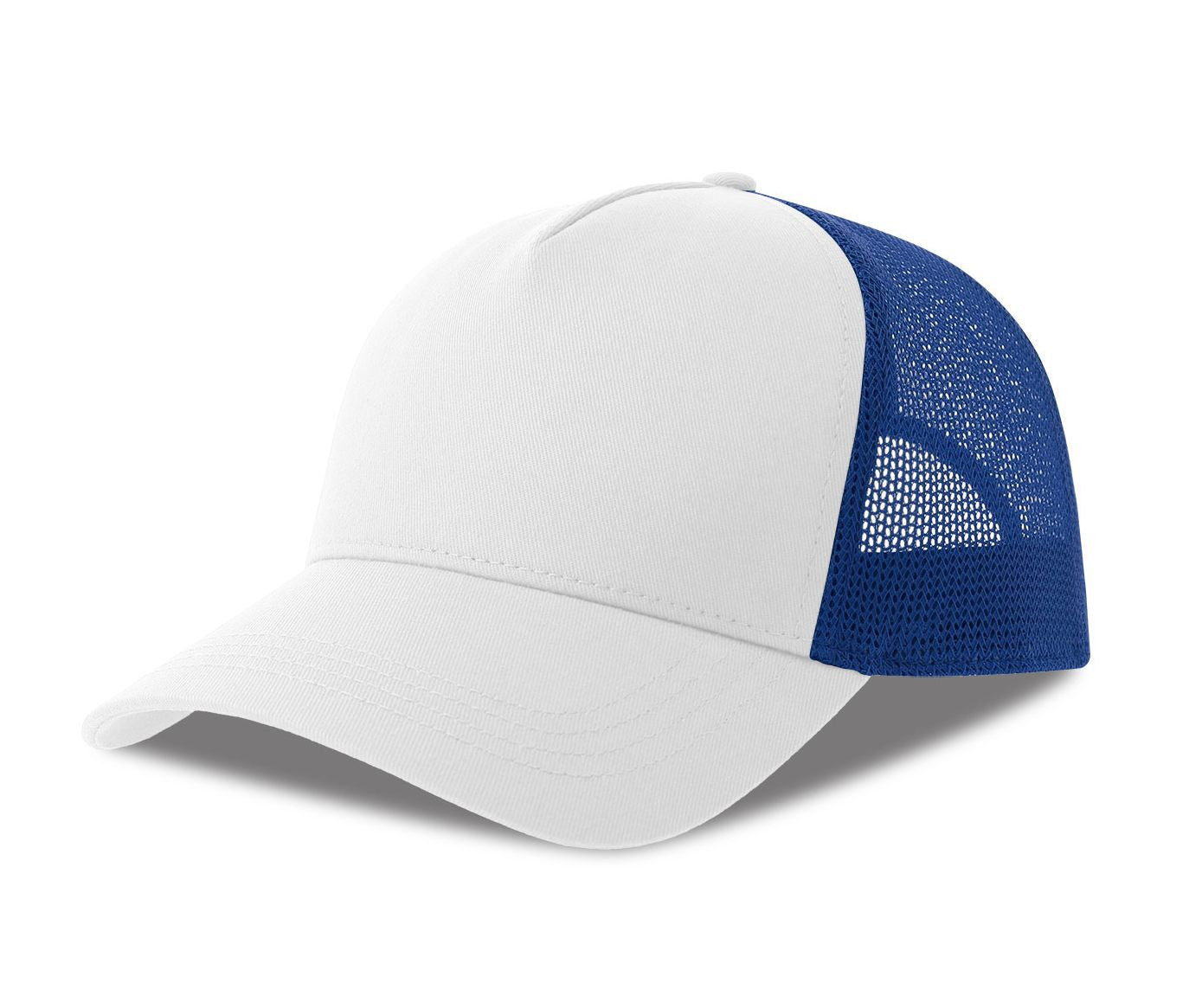 Casquette 5 Pans Style Trucker en Coton - White/royal