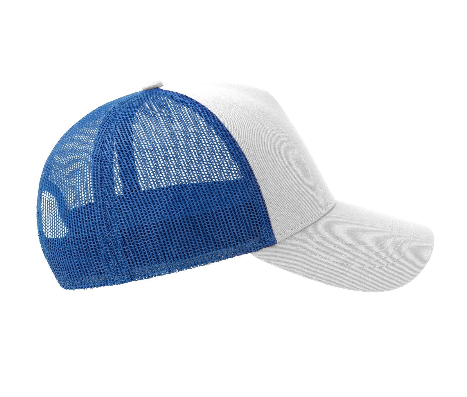 Casquette 5 Pans Style Trucker en Coton - White/royal