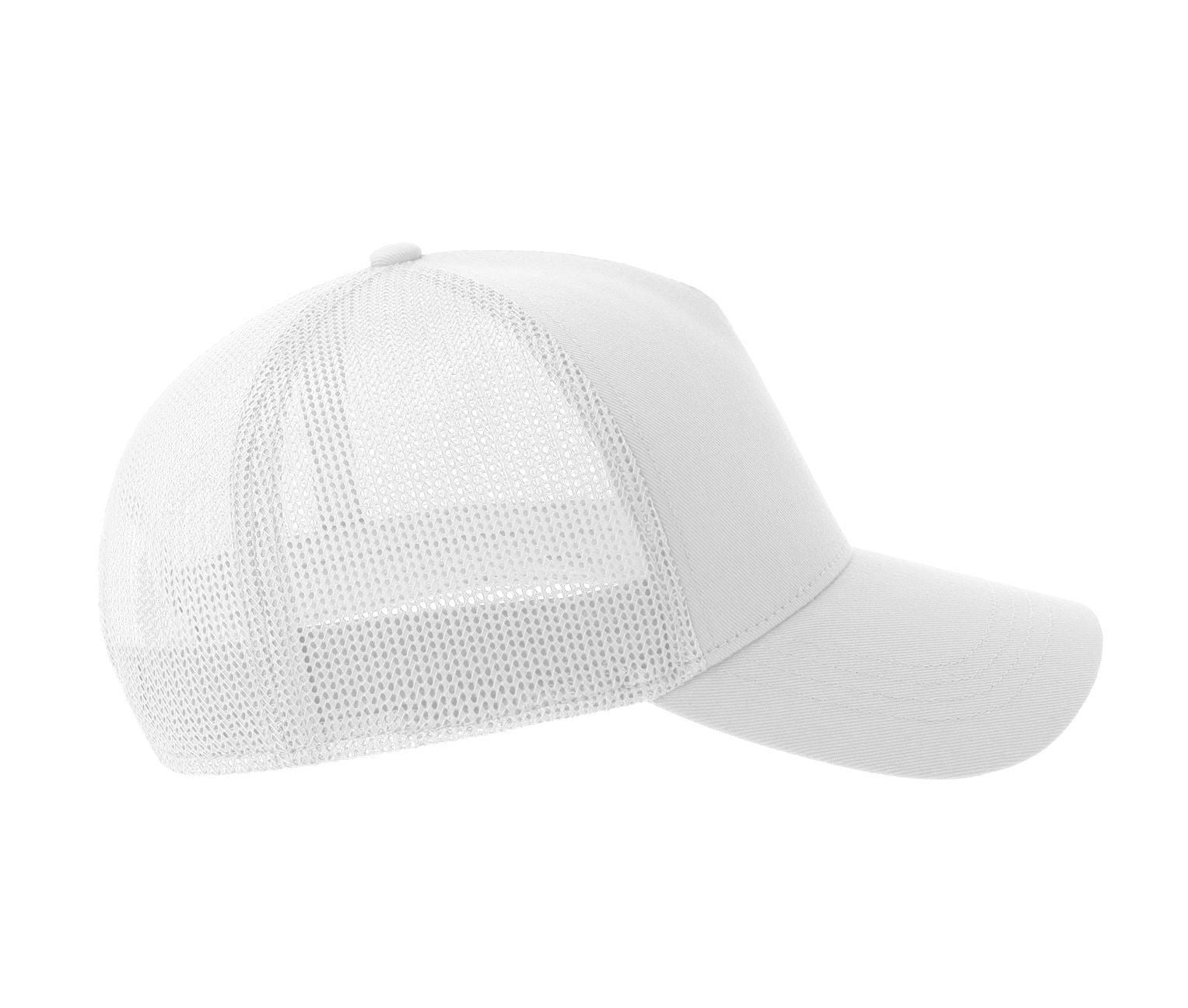 Casquette 5 Pans Style Trucker en Coton - White/white