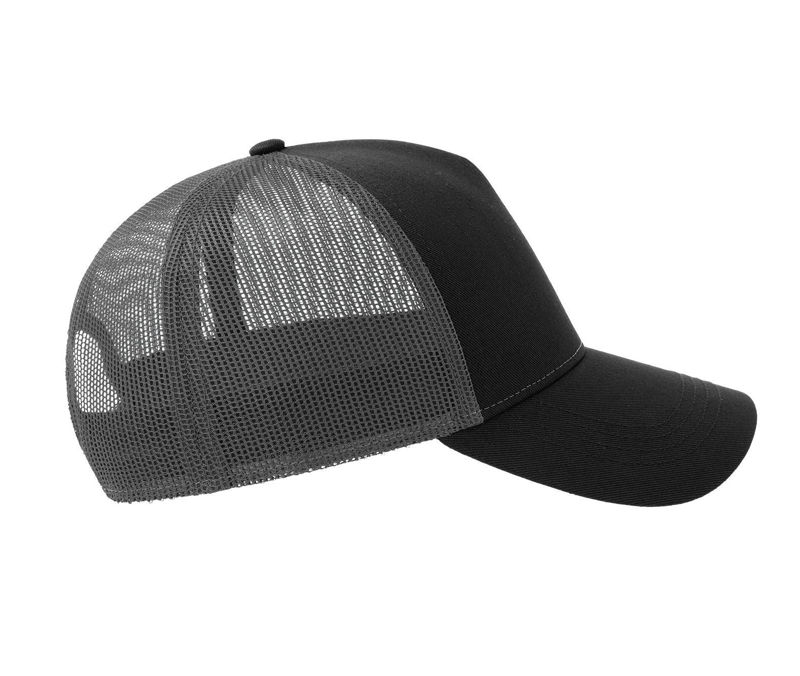 Casquette 5 Pans Style Trucker en Coton - Black/dark Grey