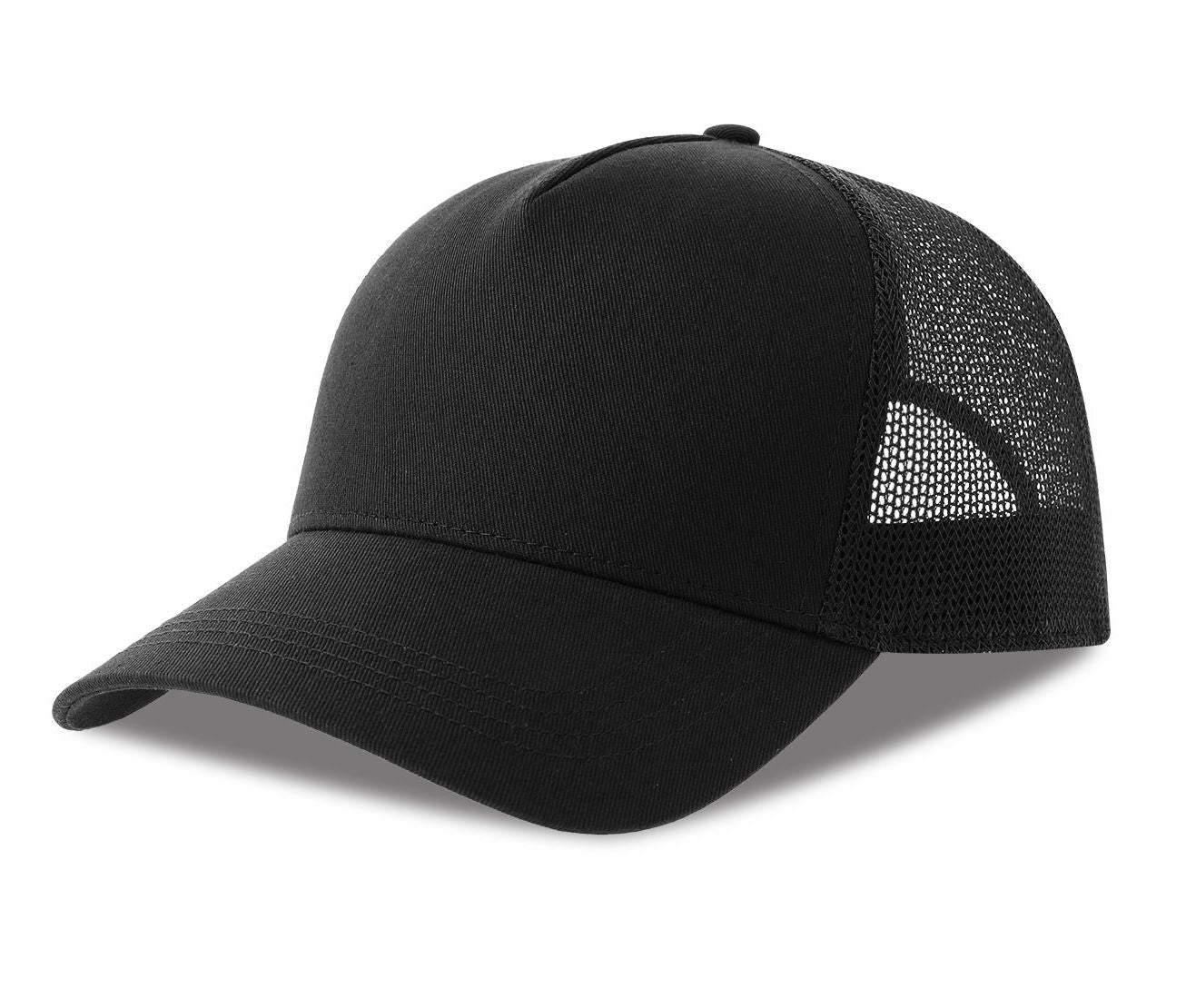 Casquette 5 Pans Style Trucker en Coton - Black/black