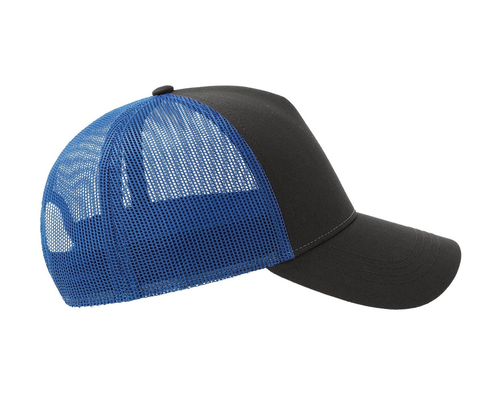 Casquette 5 Pans Style Trucker en Coton - Dark Grey/royal