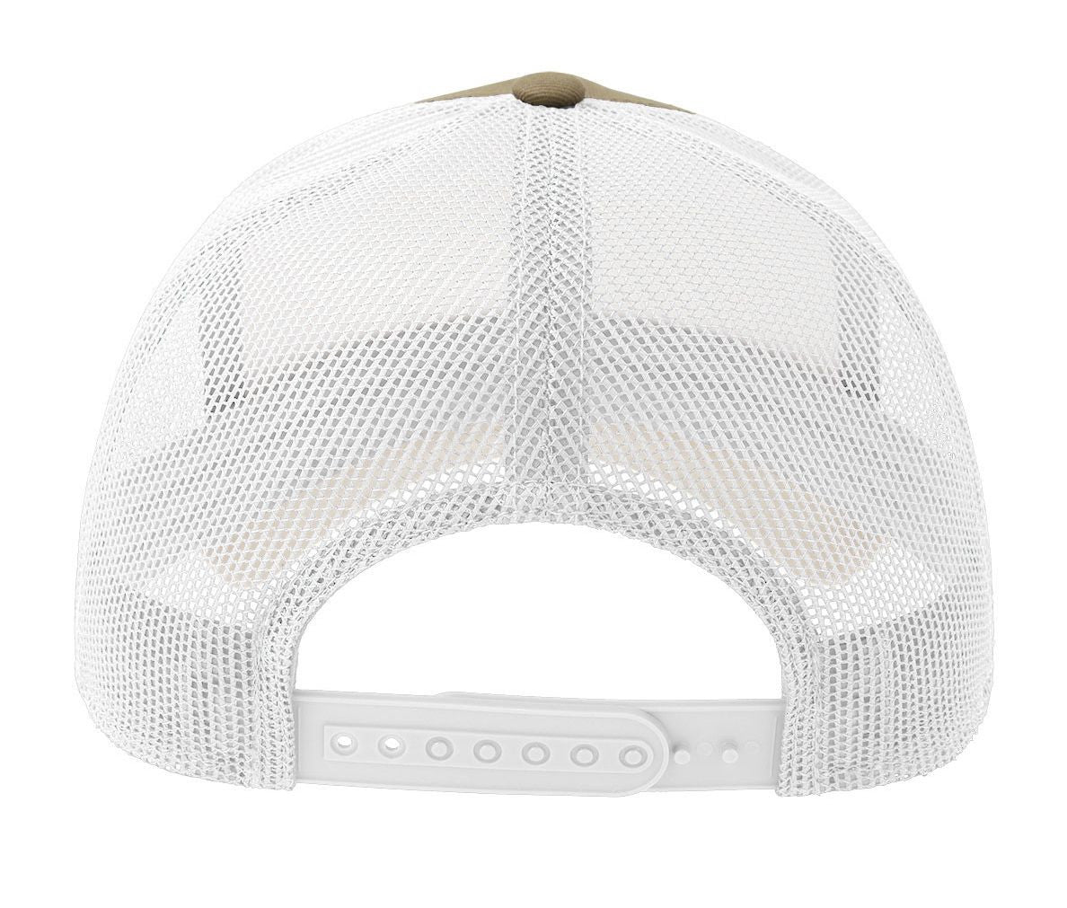 Casquette 5 Pans Style Trucker en Coton - Khaki/white