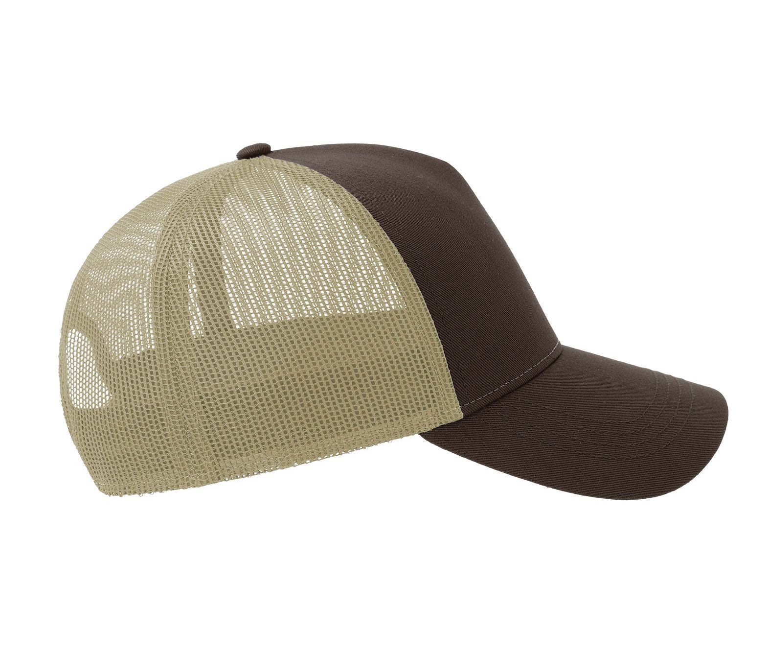 Casquette 5 Pans Style Trucker en Coton - Brown/stone