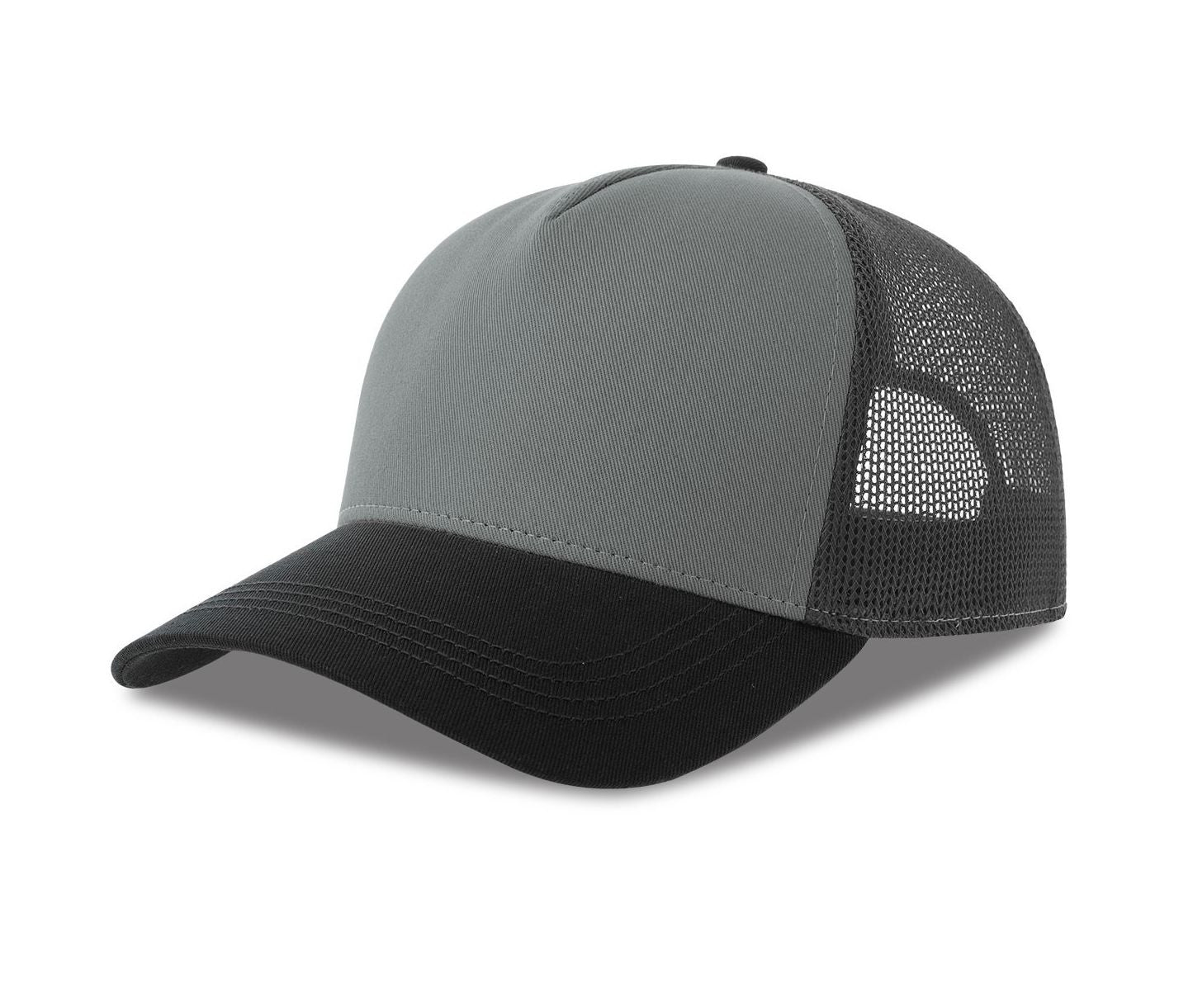 Casquette 5 Pans Style Trucker en Coton - Light Grey/dark Grey/black