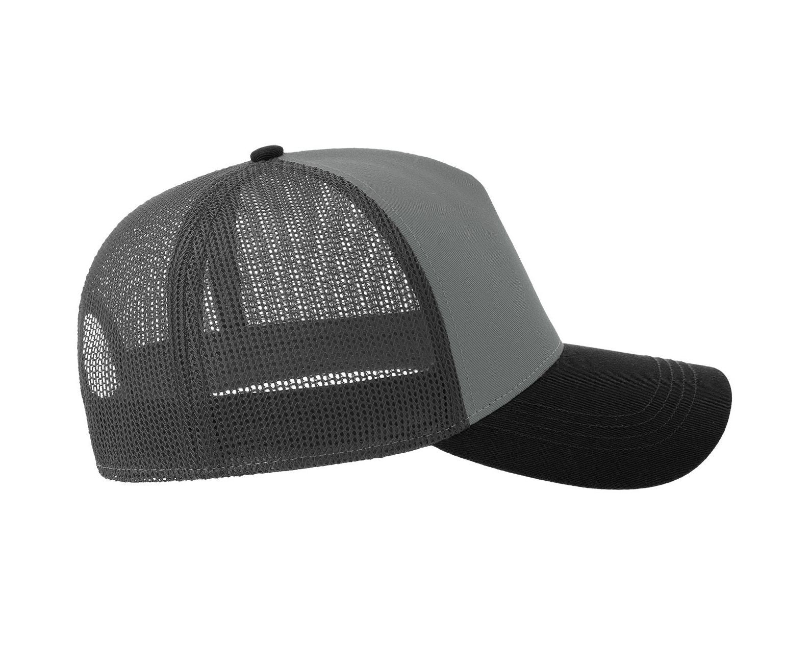 Casquette 5 Pans Style Trucker en Coton - Light Grey/dark Grey/black