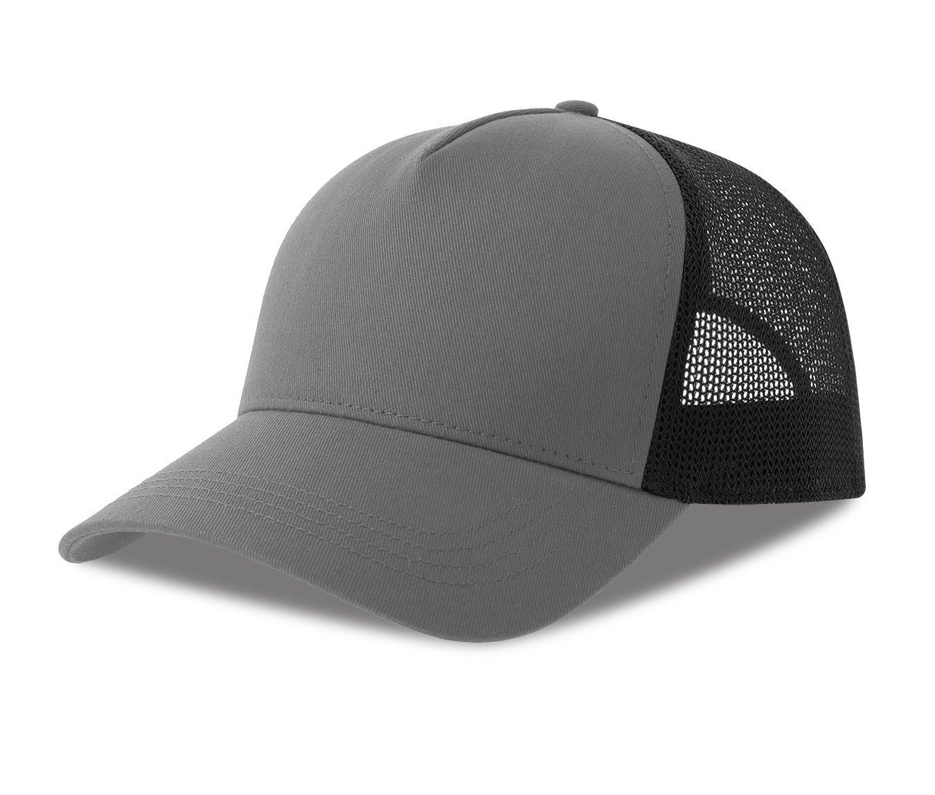 Casquette 5 Pans Style Trucker en Coton - Grey/black