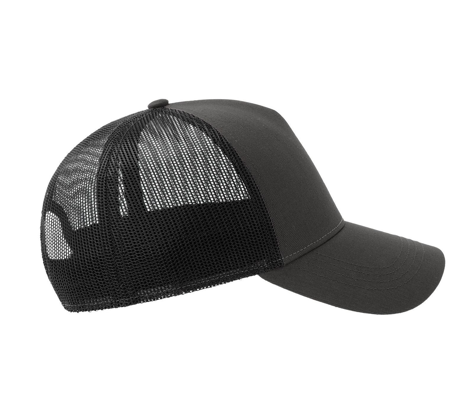 Casquette 5 Pans Style Trucker en Coton - Grey/black