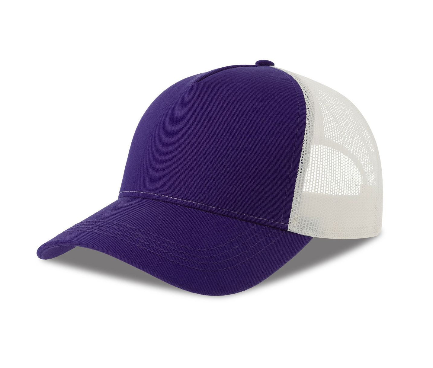 Casquette 5 Pans Style Trucker en Coton - Purple/white