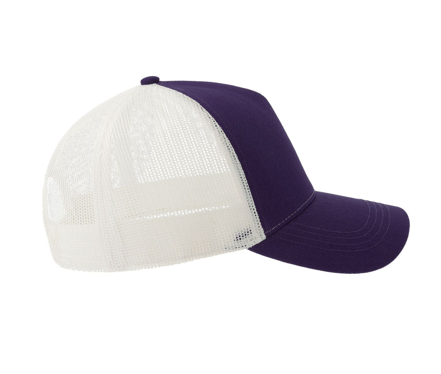 Casquette 5 Pans Style Trucker en Coton - Purple/white