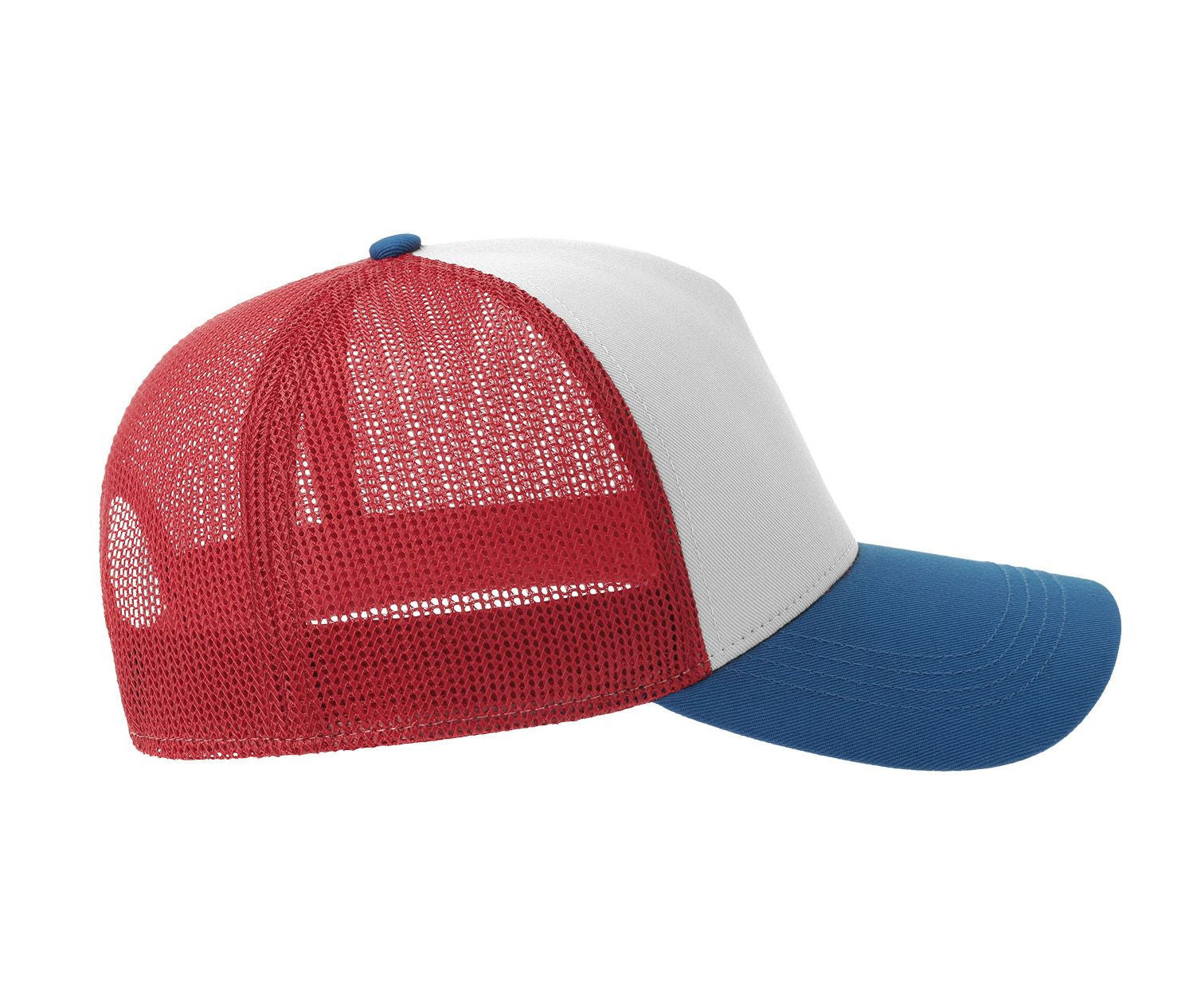 Casquette 5 Pans Style Trucker en Coton - White/red/royal
