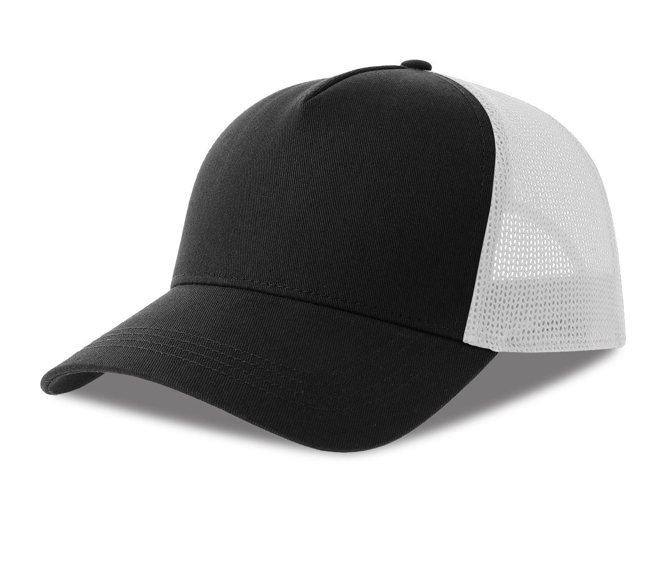 Casquette 5 Pans Style Trucker en Coton - Black/white