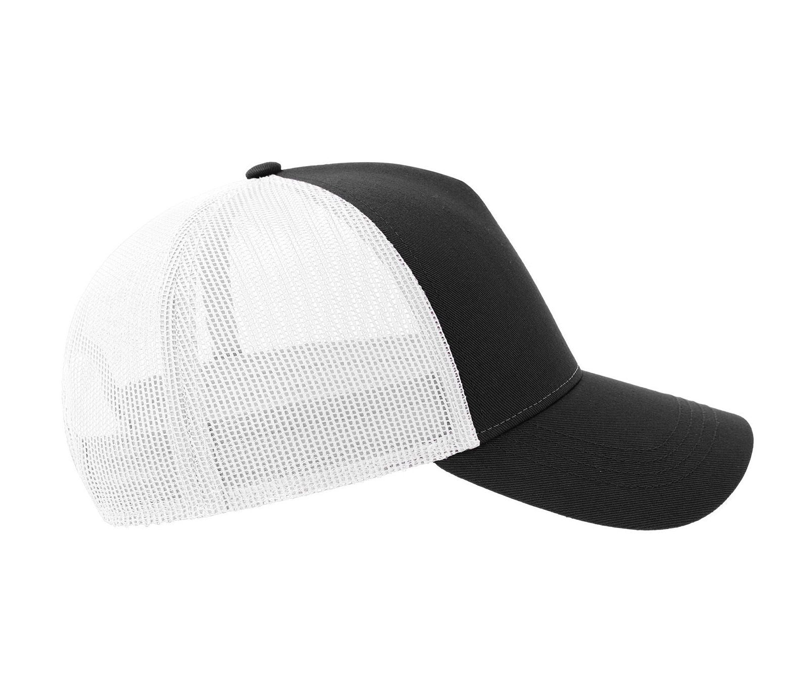 Casquette 5 Pans Style Trucker en Coton - Black/white