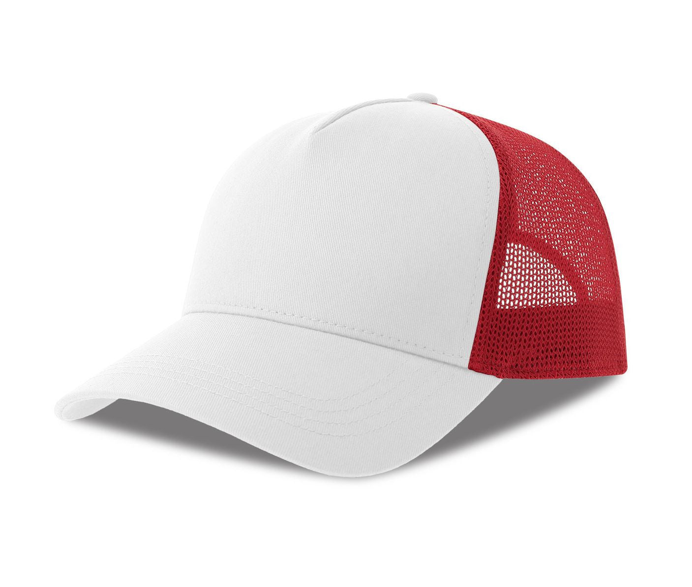 Casquette 5 Pans Style Trucker en Coton - White/red