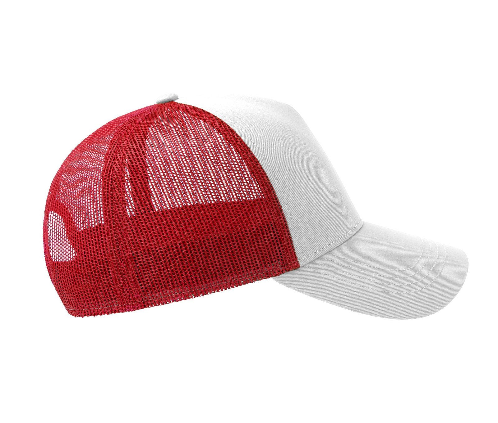 Casquette 5 Pans Style Trucker en Coton - White/red