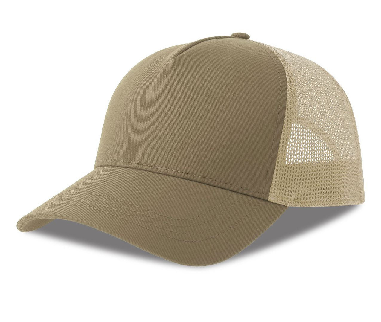 Casquette 5 Pans Style Trucker en Coton - Khaki/stone