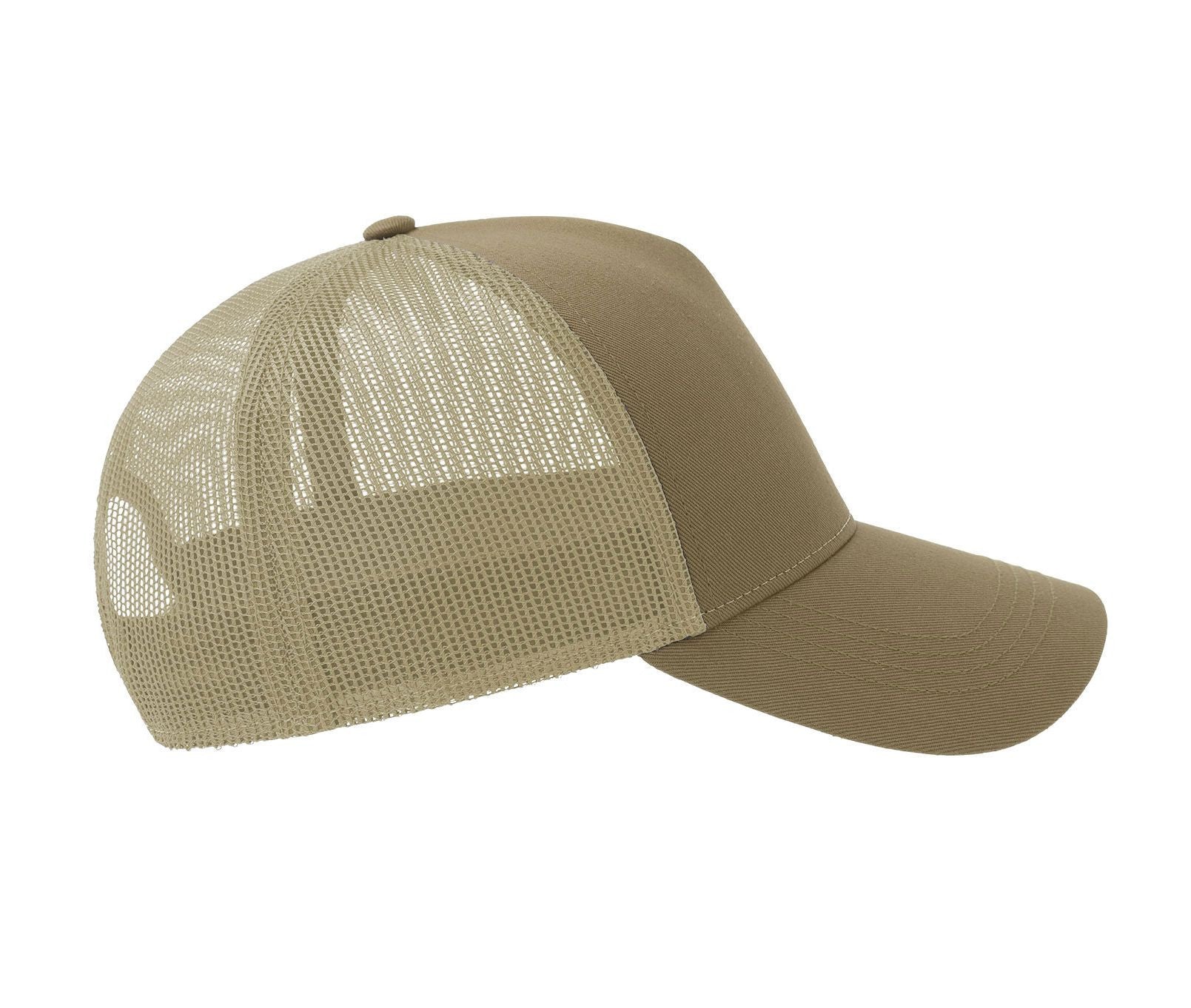 Casquette 5 Pans Style Trucker en Coton - Khaki/stone