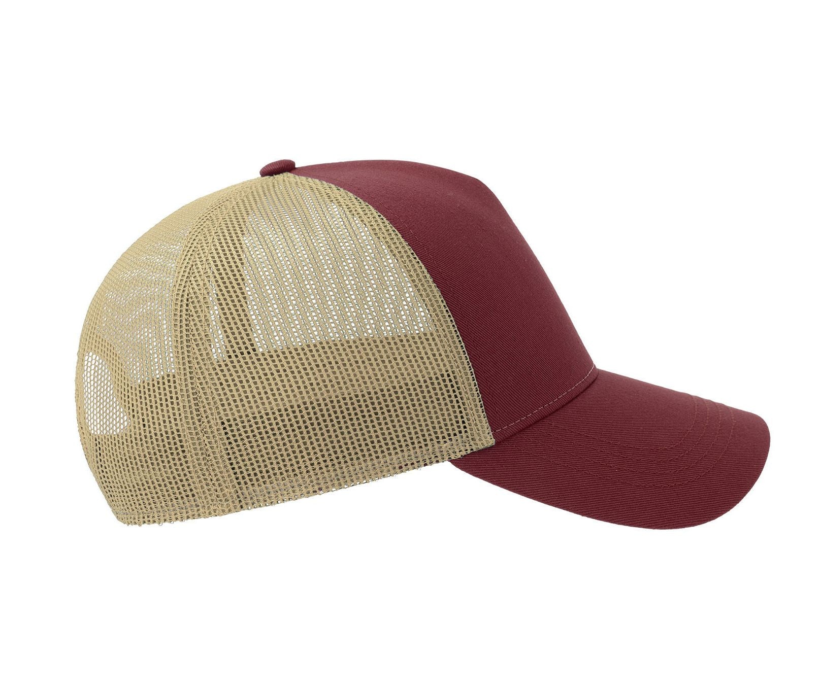 Casquette 5 Pans Style Trucker en Coton - Burgundy/stone