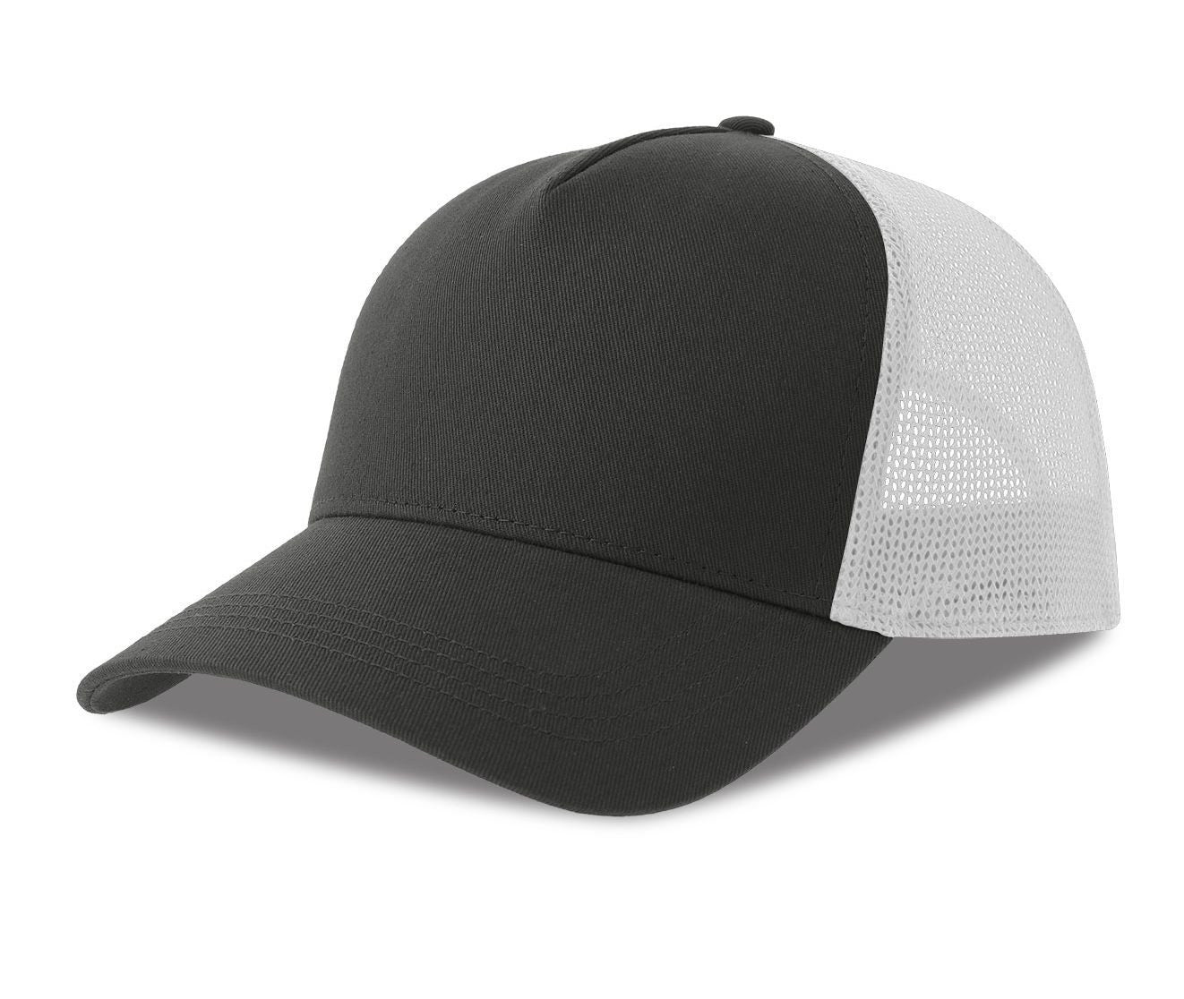 Casquette 5 Pans Style Trucker en Coton - Dark Grey/white