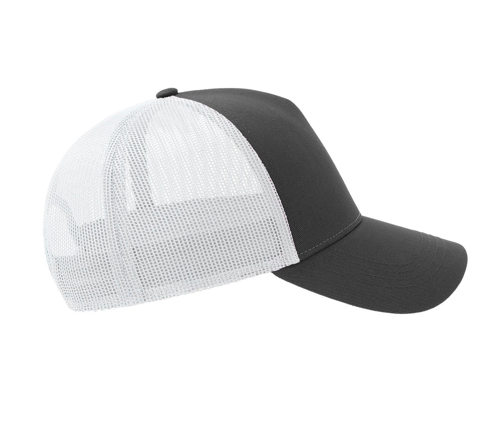 Casquette 5 Pans Style Trucker en Coton - Dark Grey/white