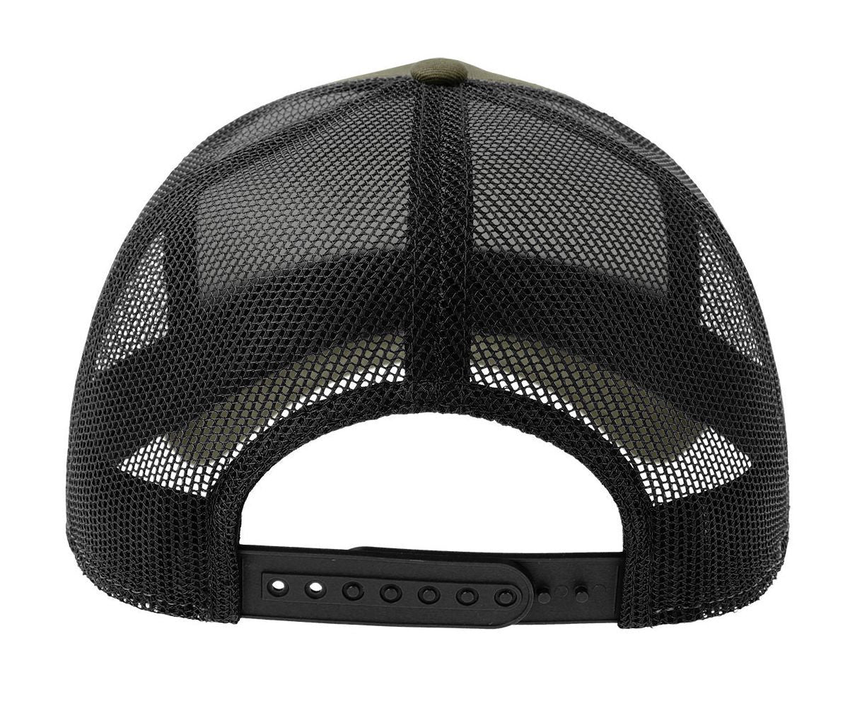 Casquette 5 Pans Style Trucker en Coton - Olive/black