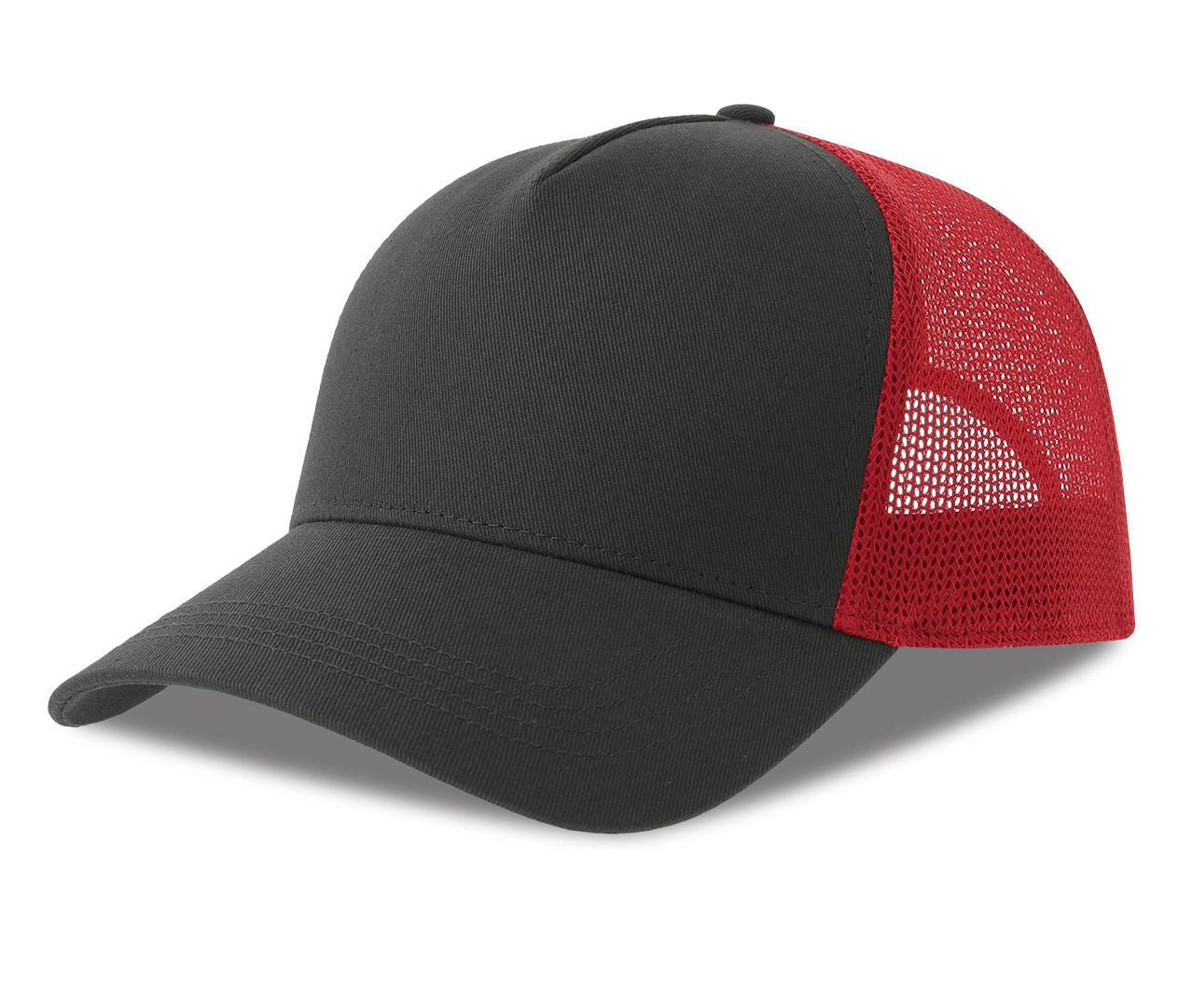 Casquette 5 Pans Style Trucker en Coton - Dark Grey/red
